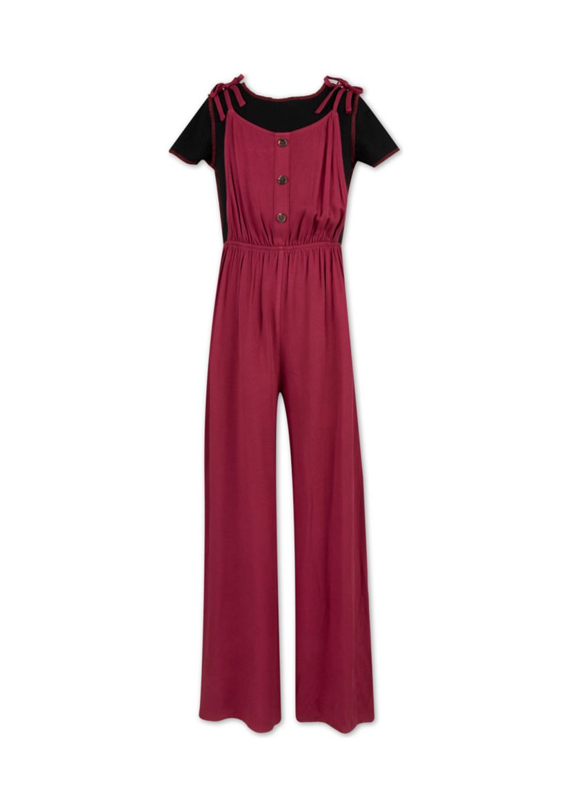 Girls 7-16 Jumpsuit with Short Sleeve T-Shirt 