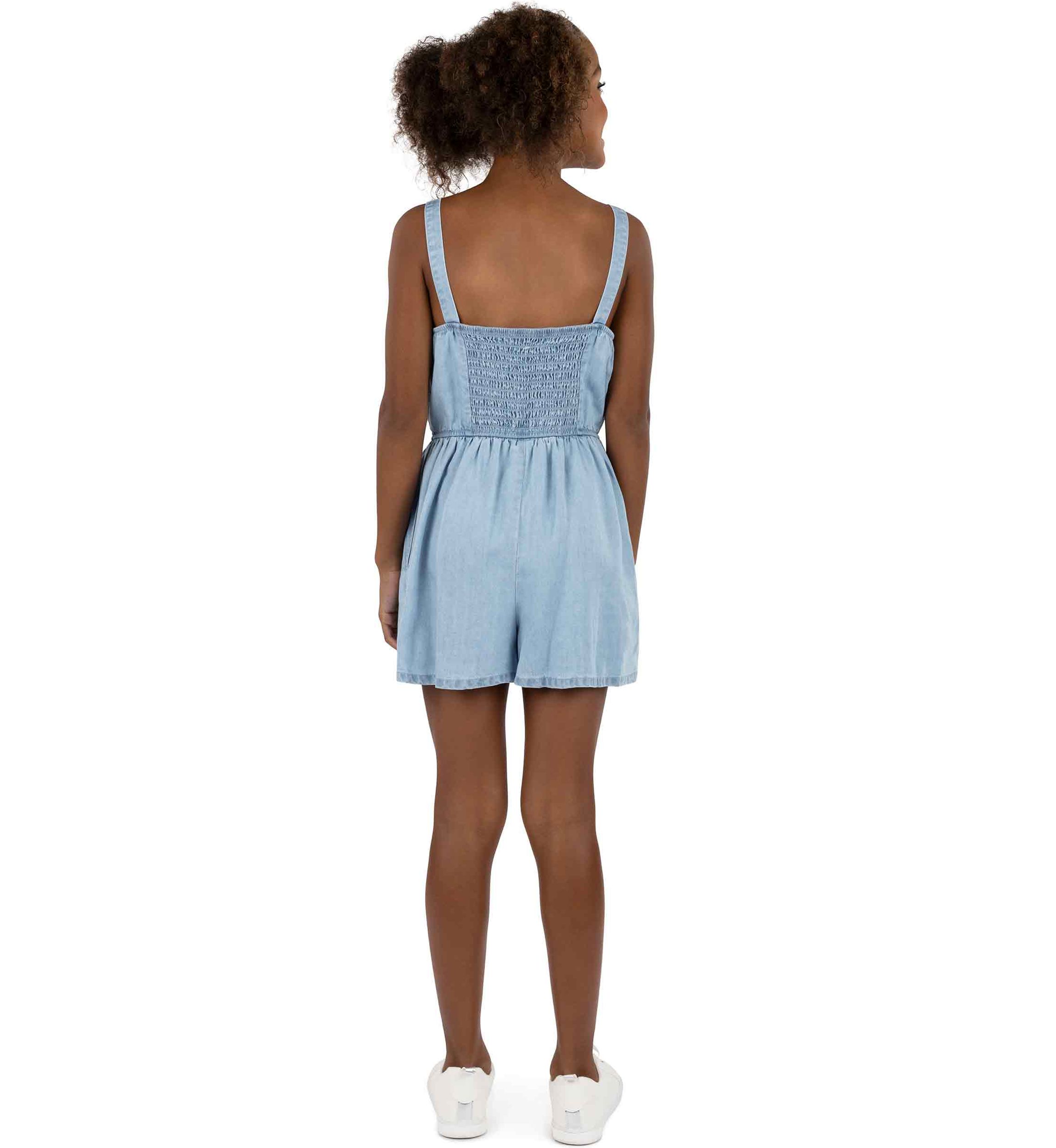 Girls 7-16 Chambray Romper