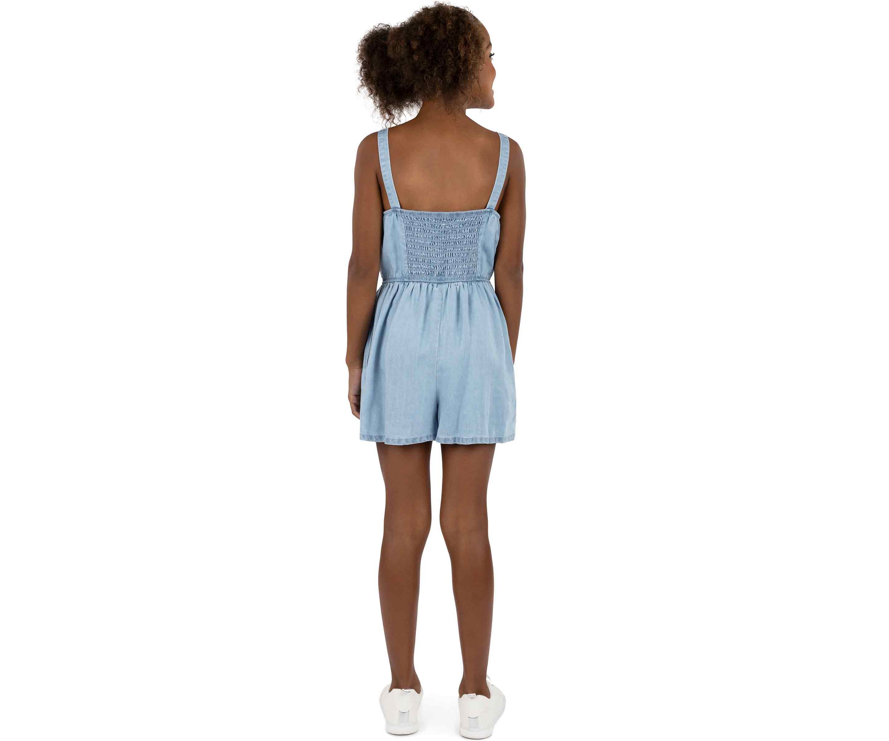 Girls 7-16 Chambray Romper