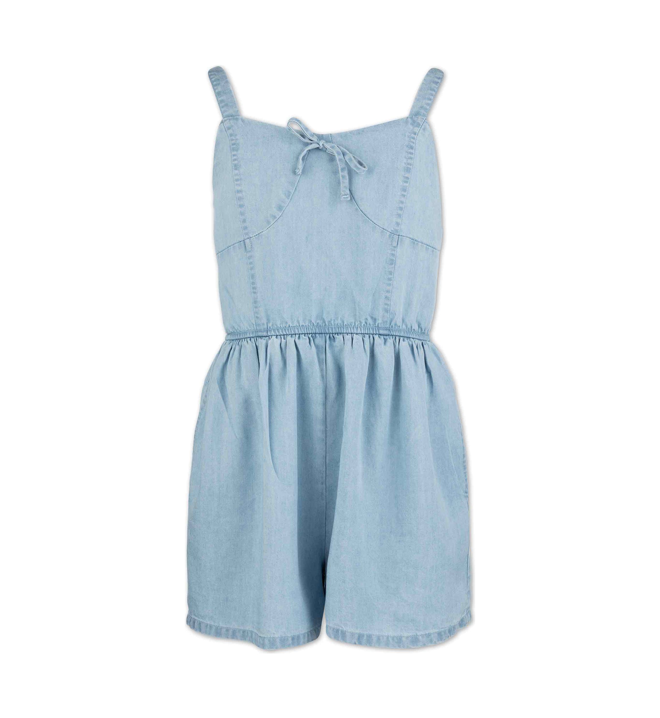 Girls 7-16 Chambray Romper