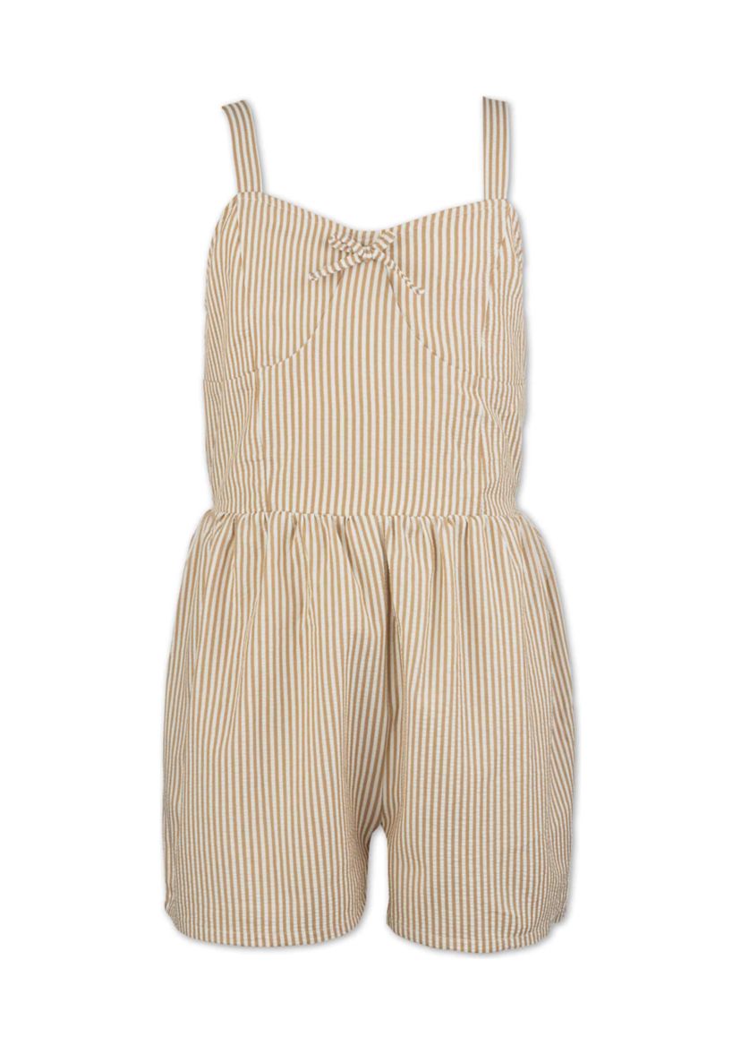 Girls 7-16 Gingham Khaki Romper