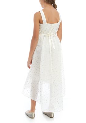 Sequin Hearts Girls Girls 7 16 Gold Ivory Sparkle 1 Shoulder Dress