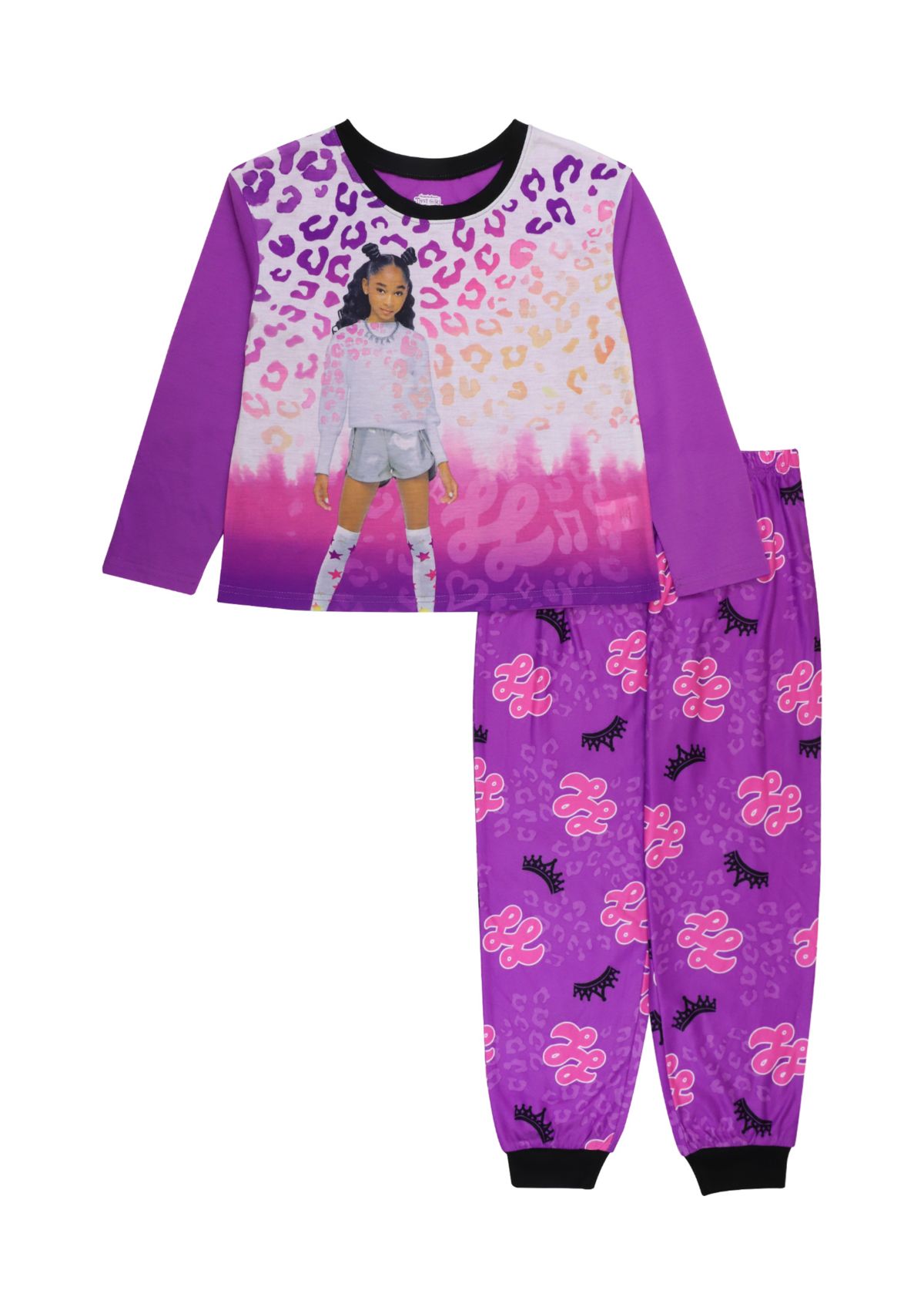 Girls 4-10 Purple Cheetah 2 Piece Pajama Set
