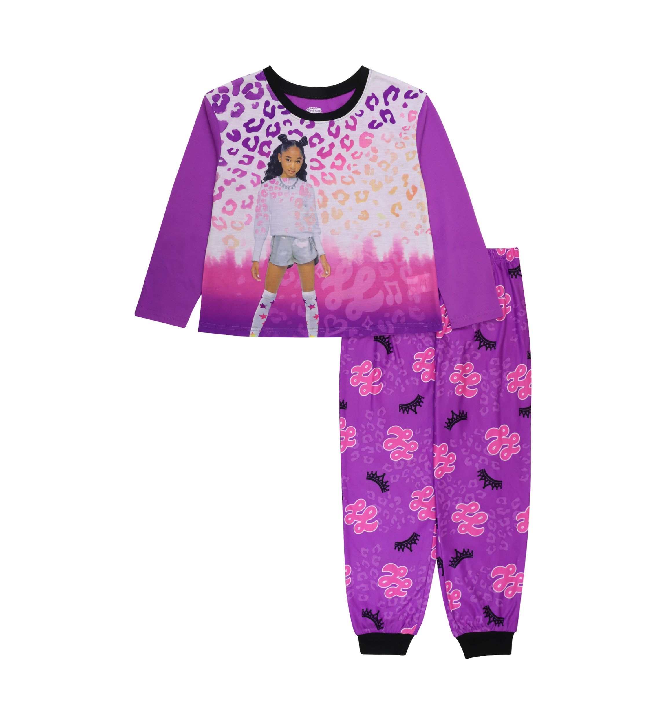 Girls 4-10 Purple Cheetah 2 Piece Pajama Set