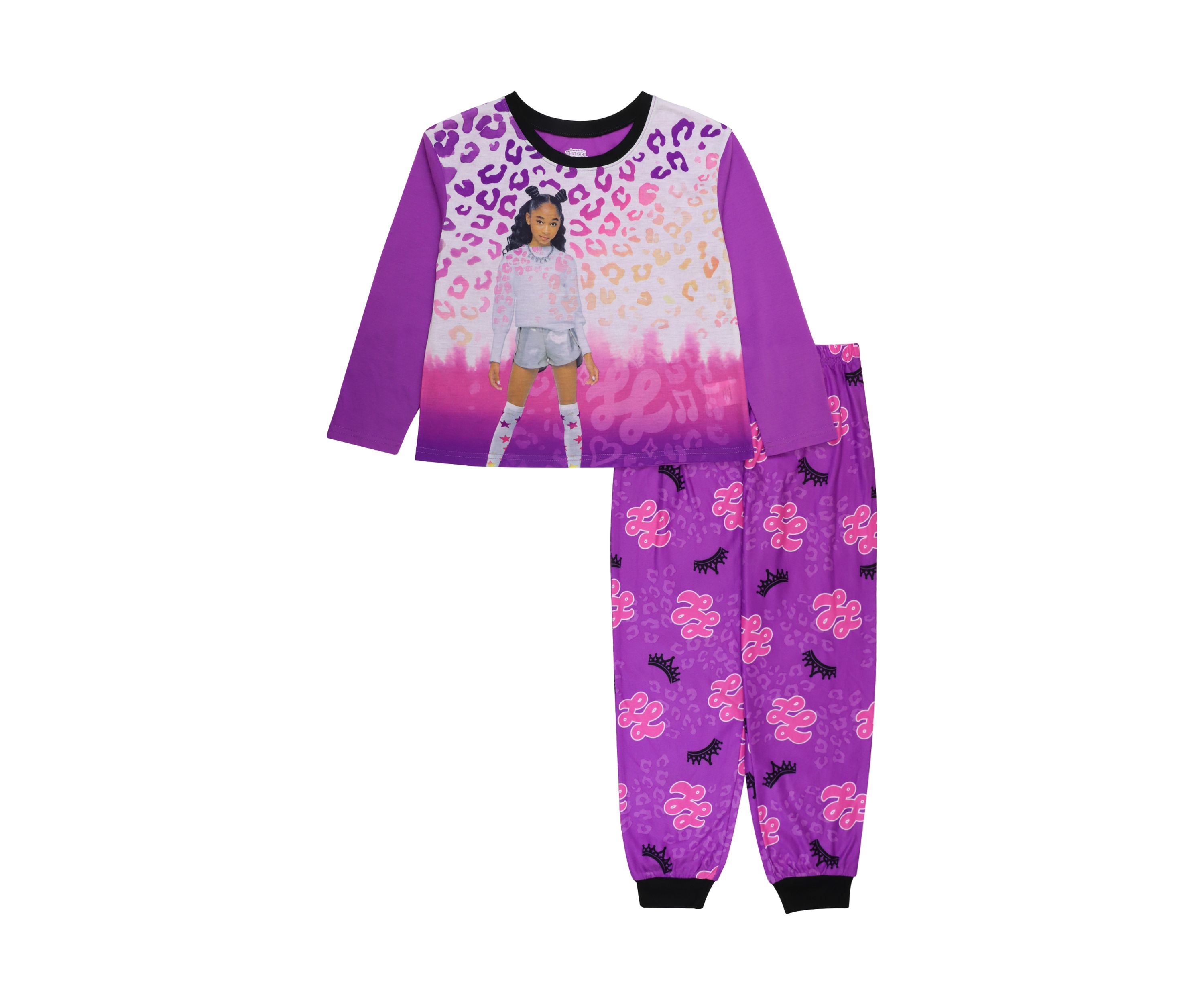 Girls 4-10 Purple Cheetah 2 Piece Pajama Set