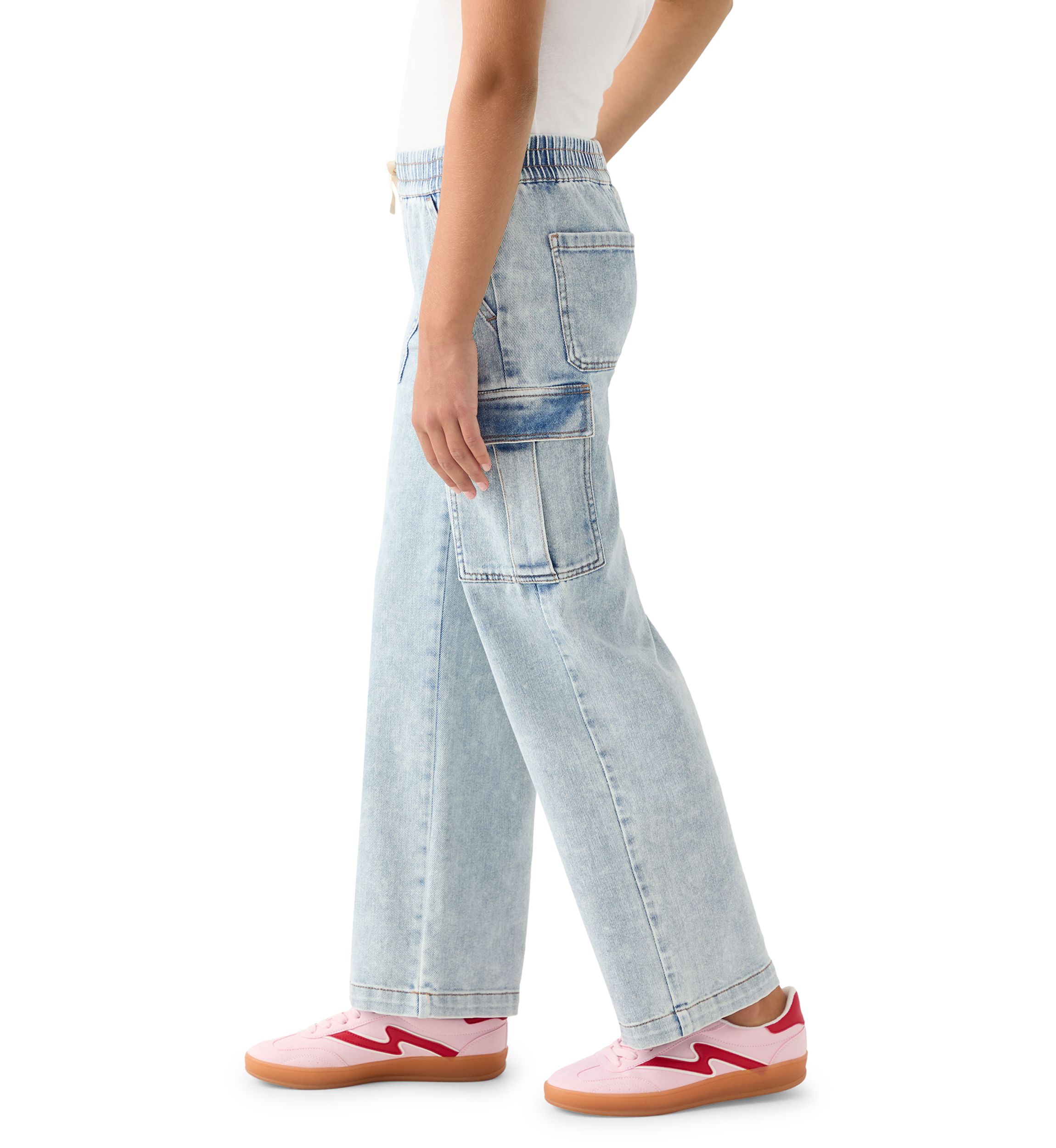 Girls 7-16 Cozy Cargo Wide Leg Jeans