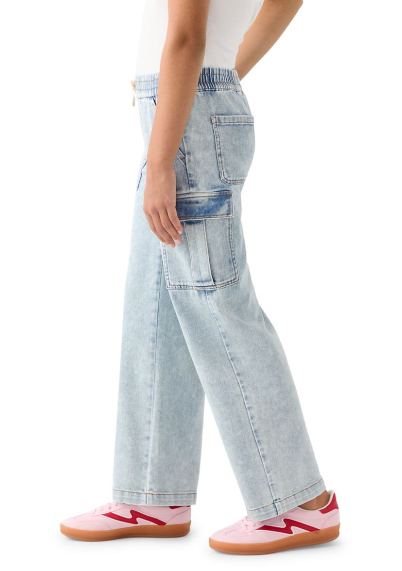 Girls 7-16 Cozy Cargo Wide Leg Jeans