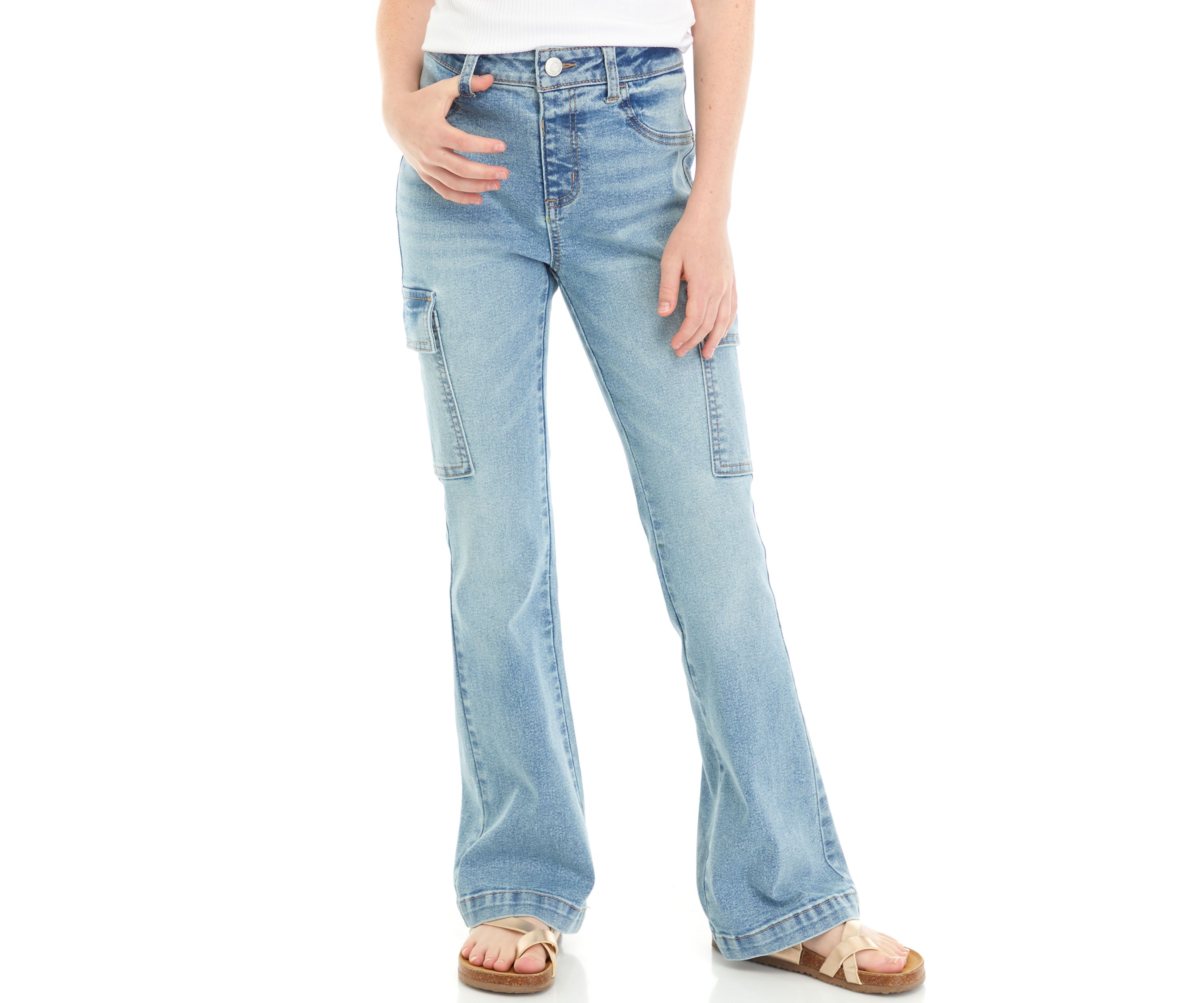 Girls 7-16 Cargo Flare Jeans