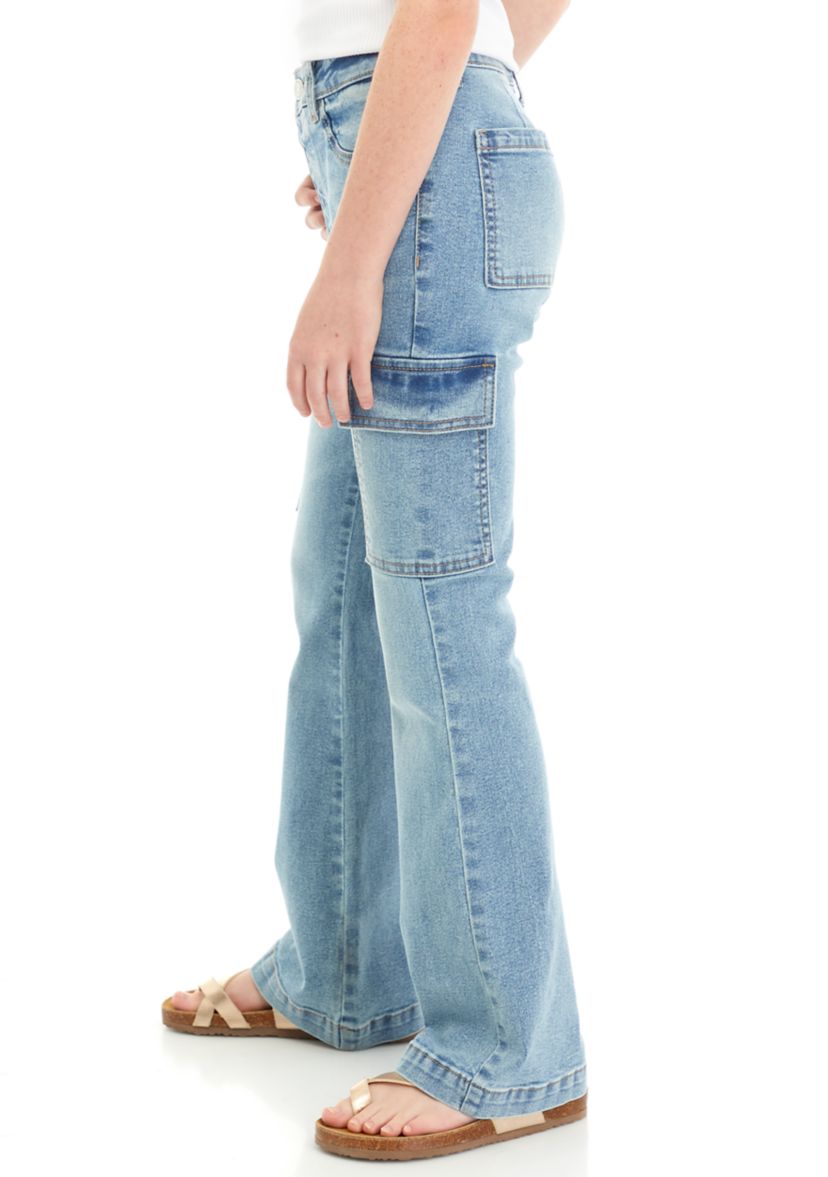 Girls 7-16 Cargo Flare Jeans