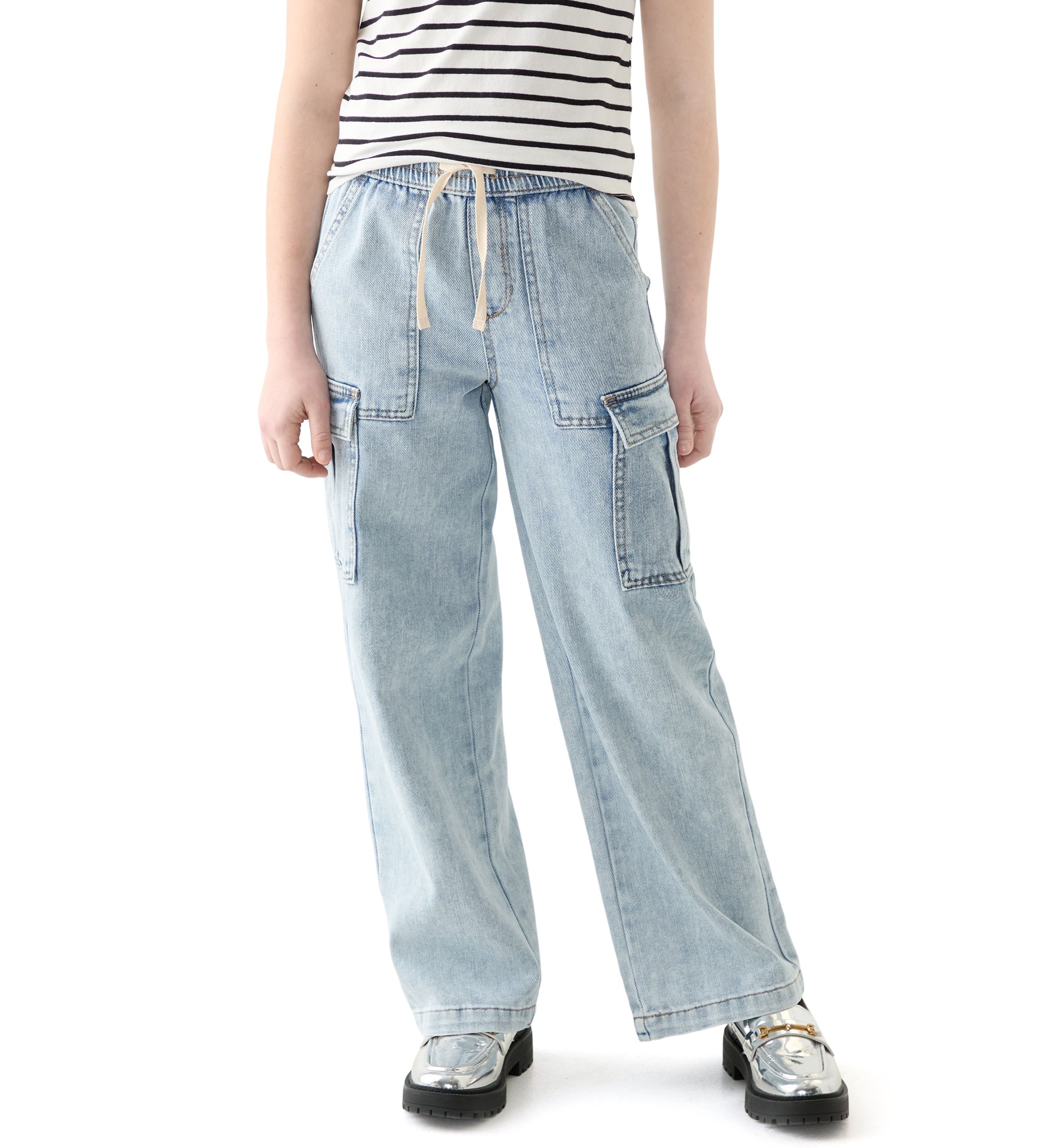 Girls 7-16 Wide Leg Cargo Jeans