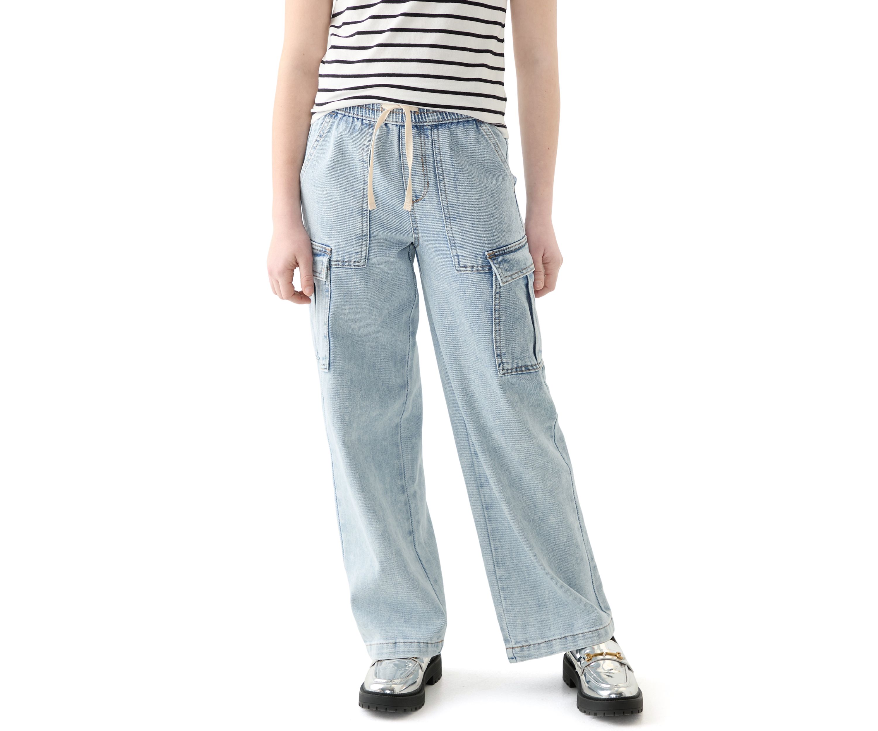Girls 7-16 Wide Leg Cargo Jeans
