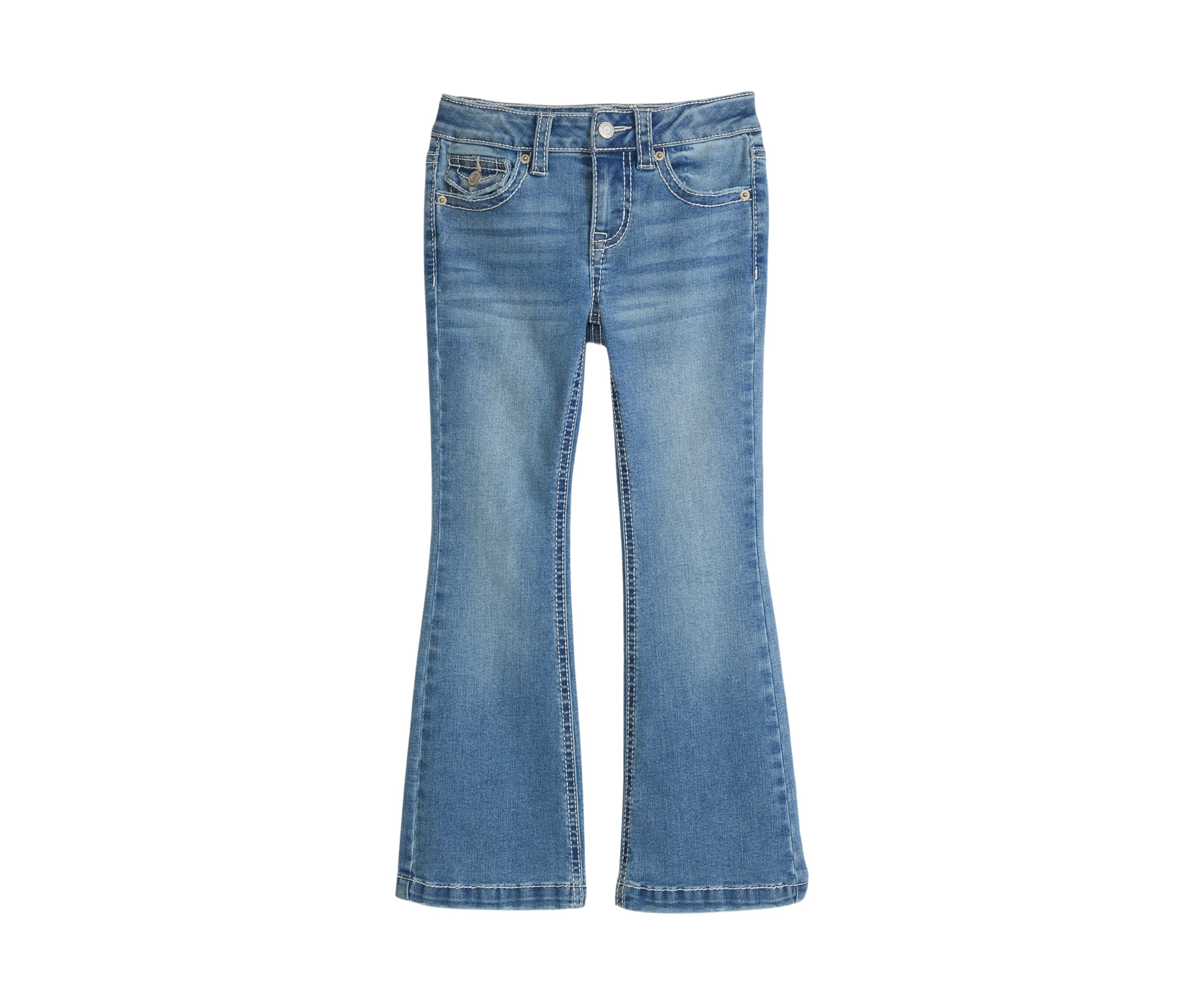 Girls 4-6x Heavy Stitch Back Flap Flare Jeans 