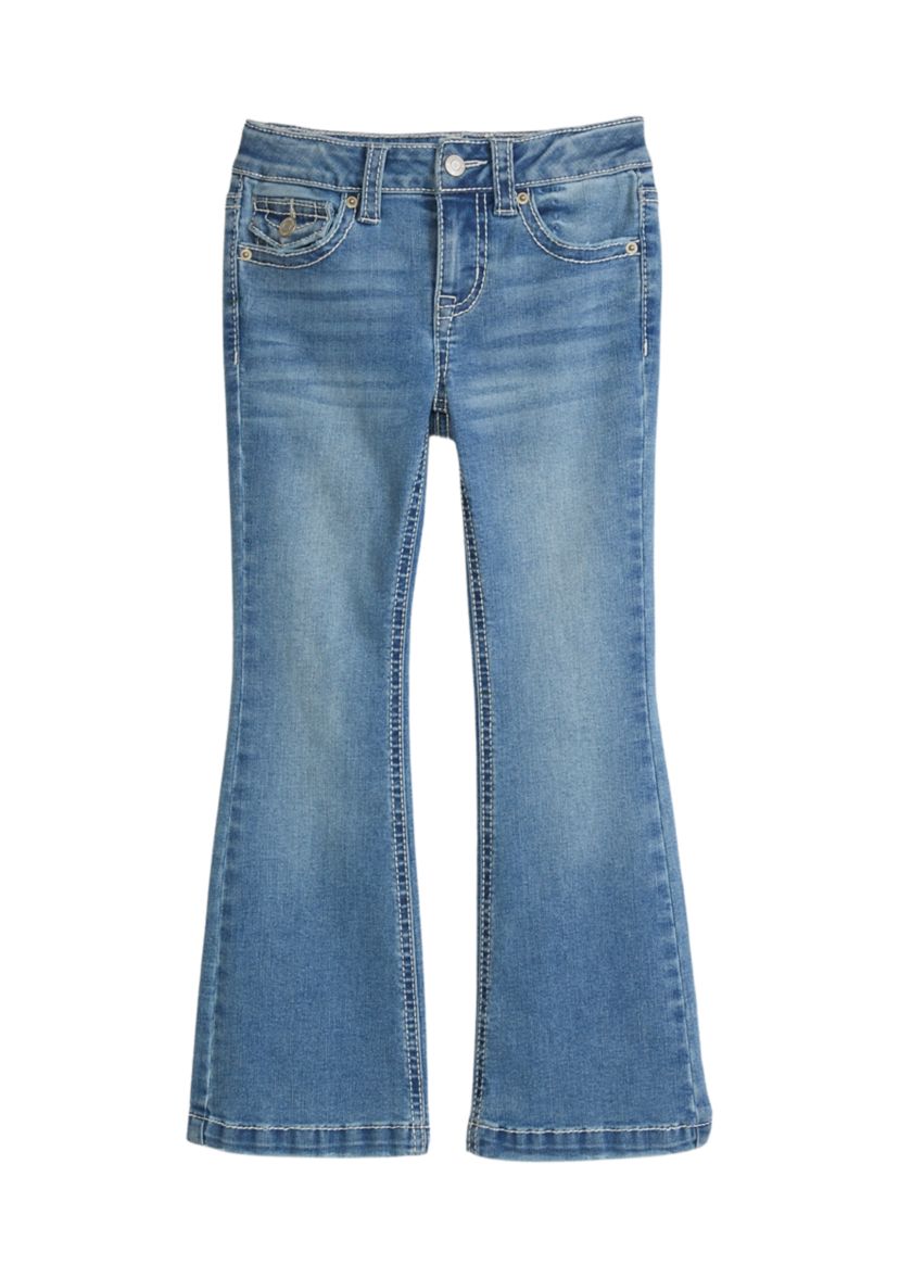 Girls 4-6x Heavy Stitch Back Flap Flare Jeans 