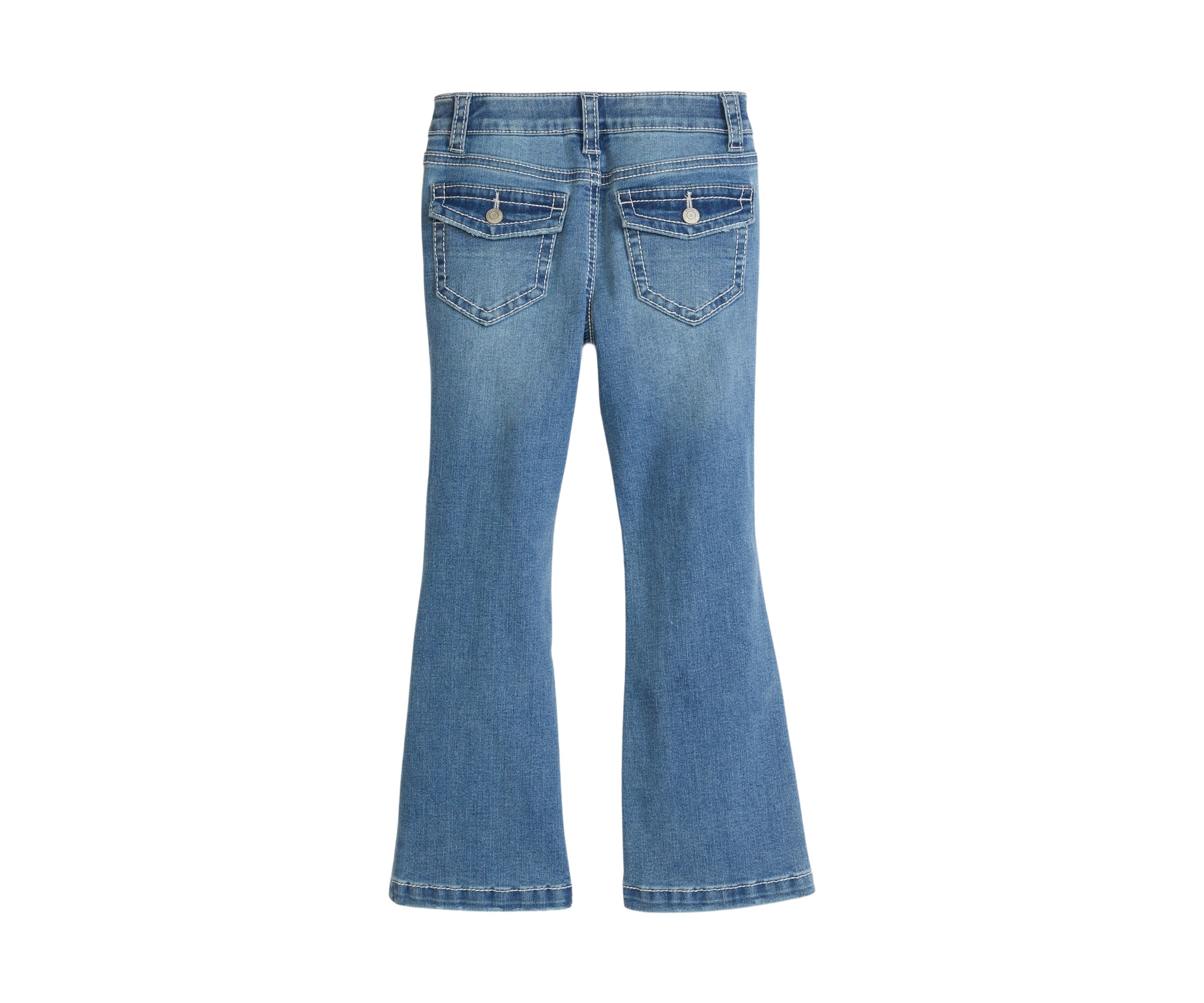 Girls 4-6x Heavy Stitch Back Flap Flare Jeans 