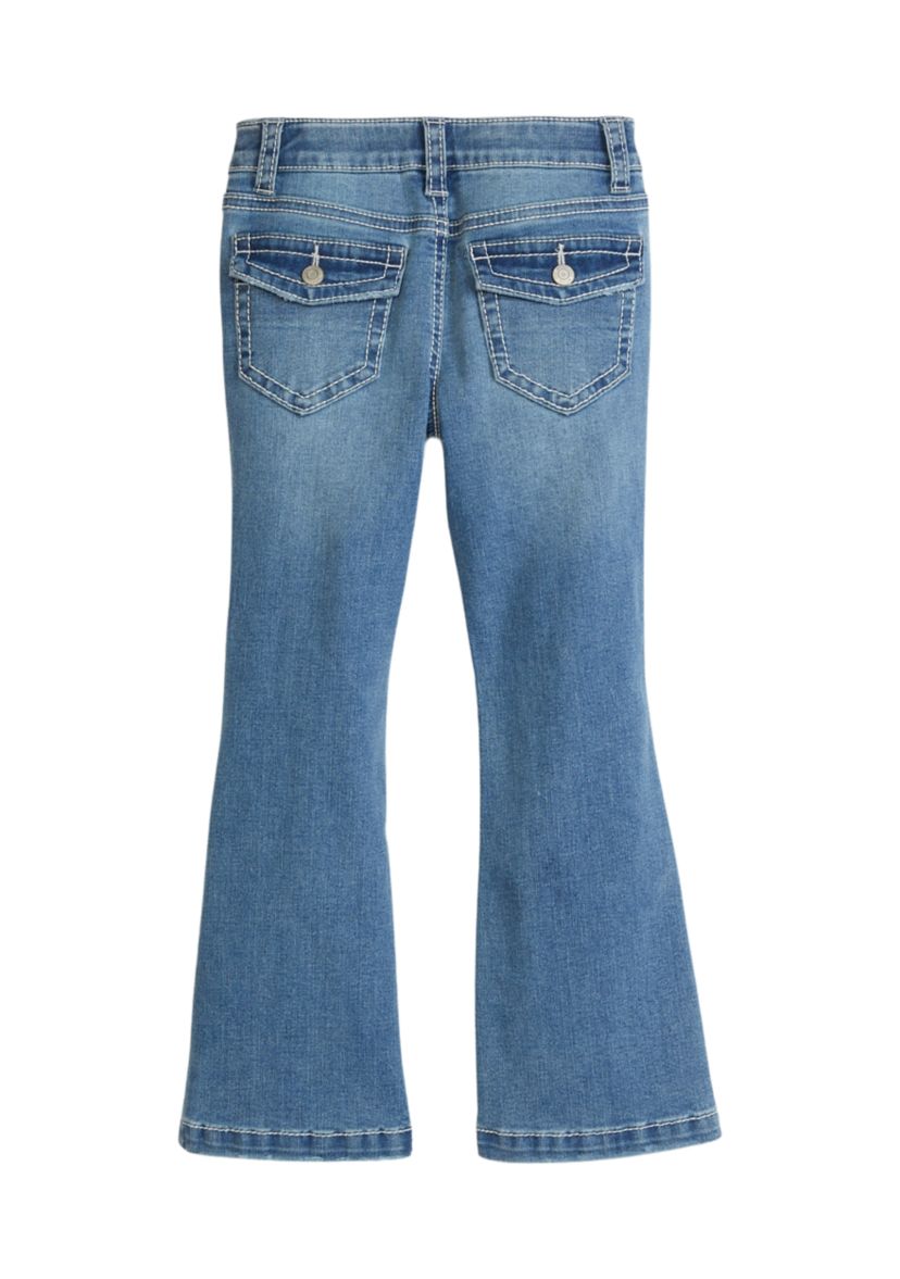 Girls 4-6x Heavy Stitch Back Flap Flare Jeans 