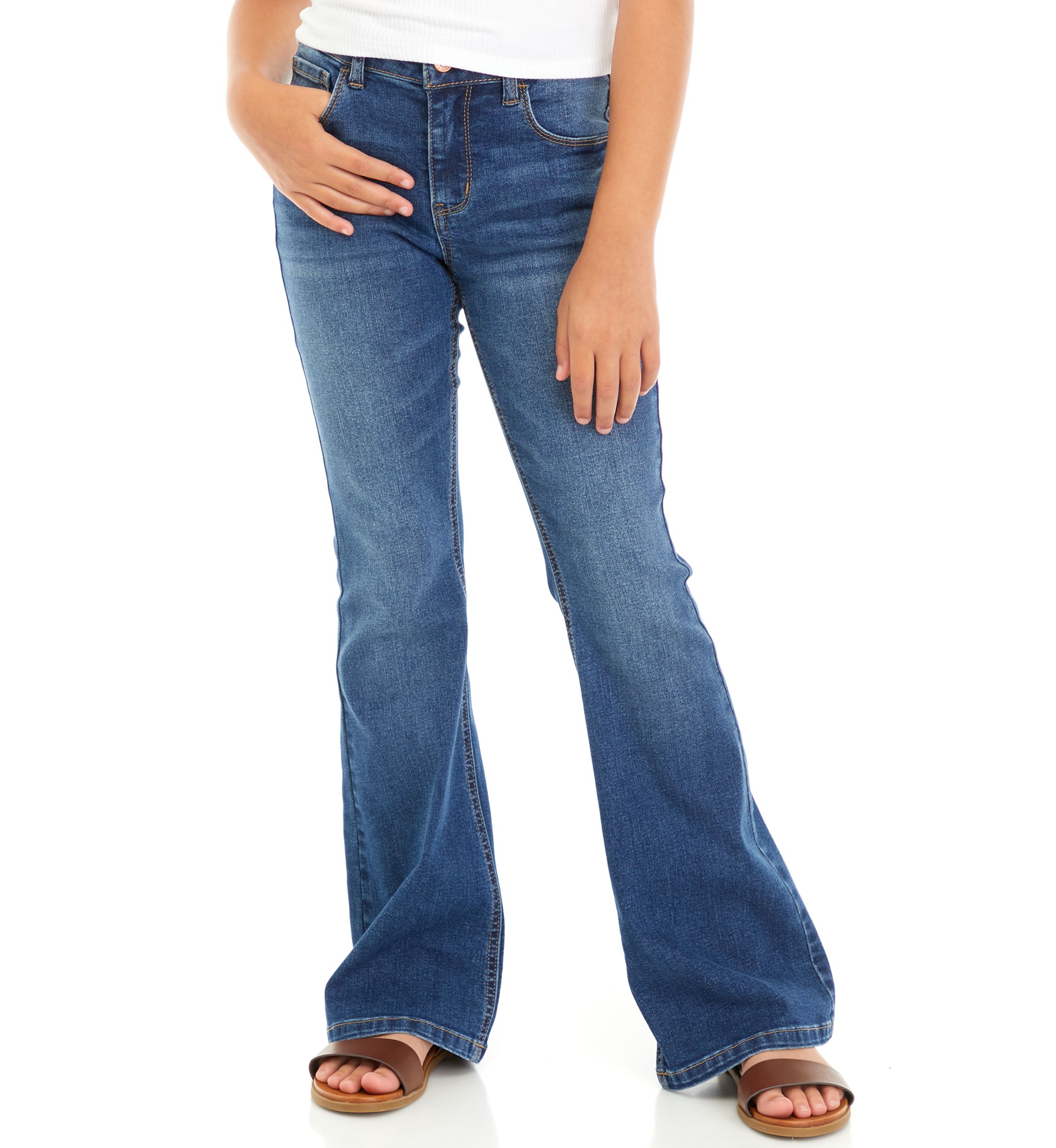 Girls 7-16 Mid Rise Flare Jeans 