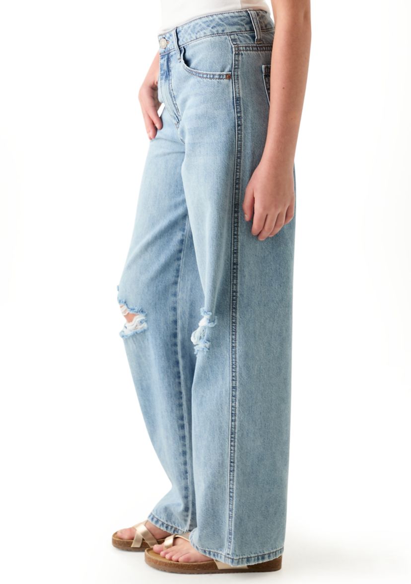 Girls 7-16 Destructed Wide-Leg Jeans 