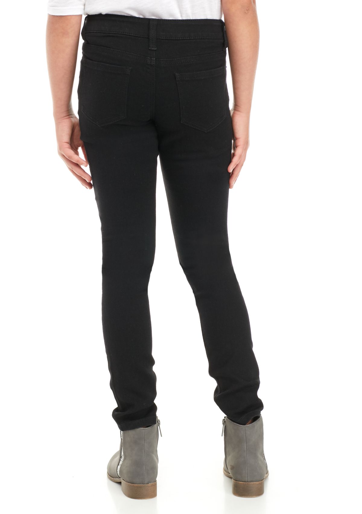 Girls 7-16 Black Sequin Patch Jeans