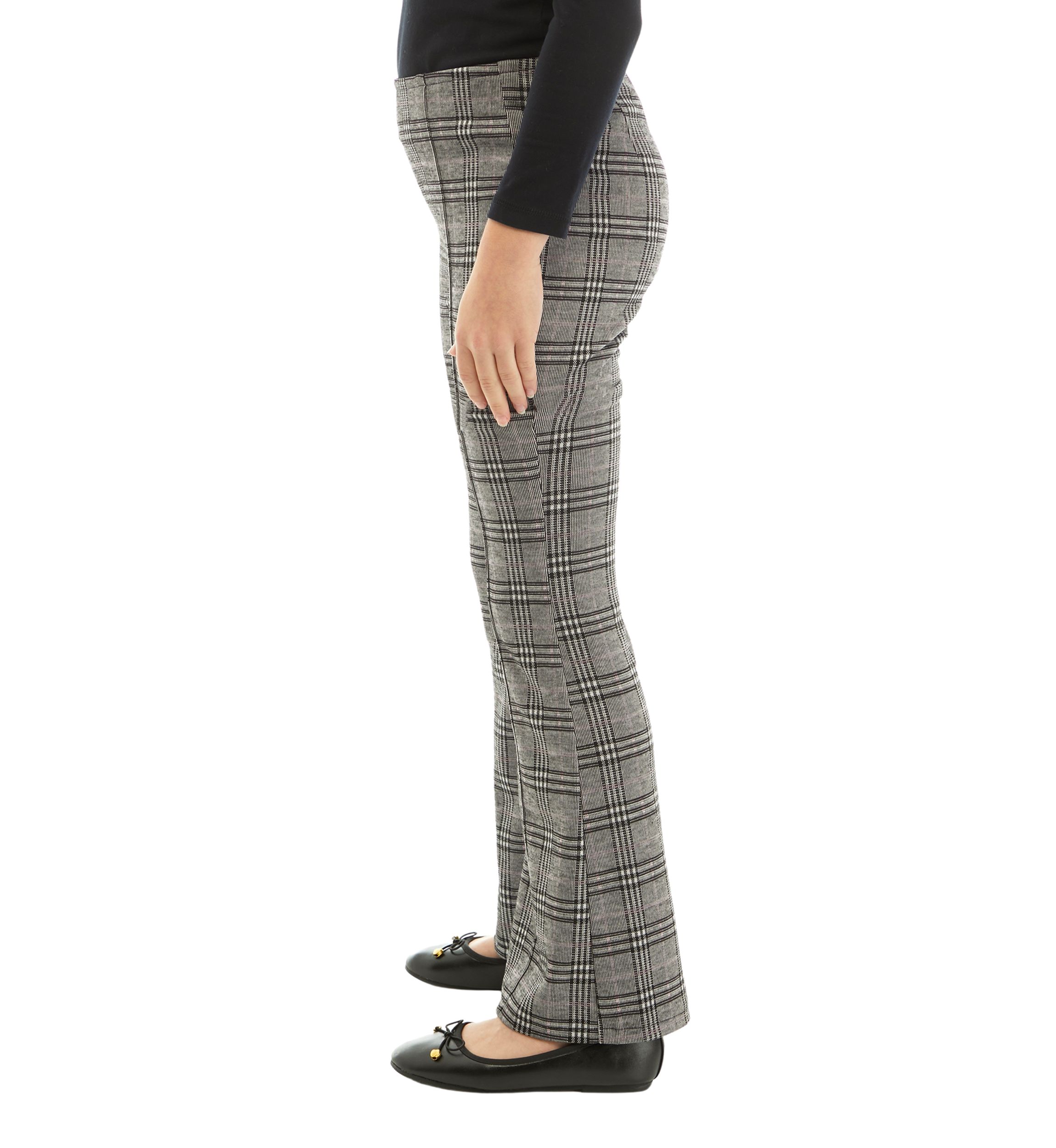 Girls 7-16 Double Knit Plaid Flare Pants