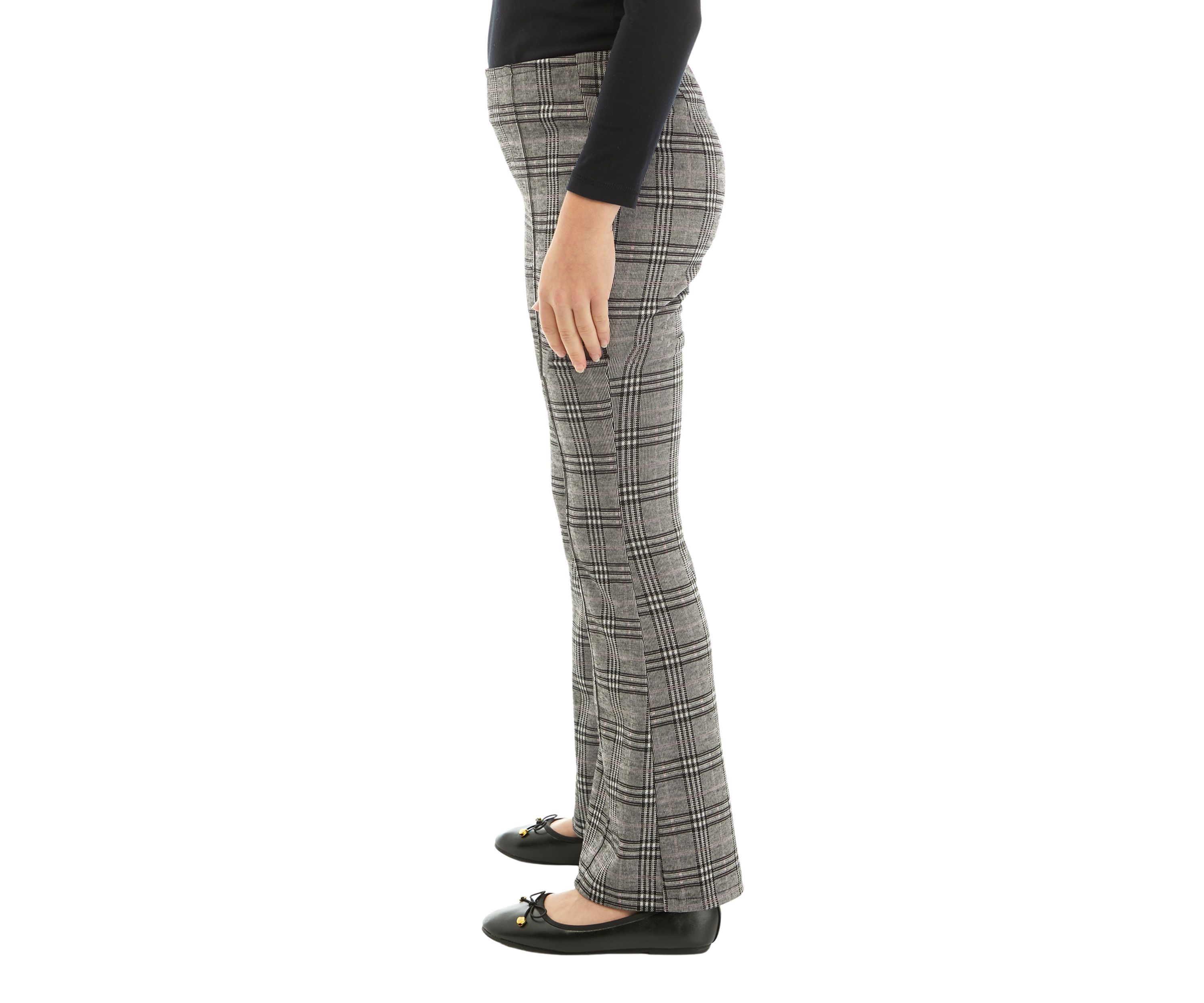 Girls 7-16 Double Knit Plaid Flare Pants