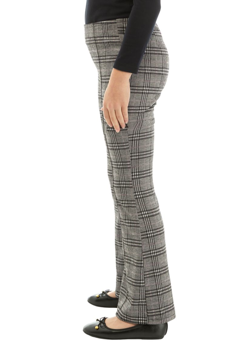 Girls 7-16 Double Knit Plaid Flare Pants
