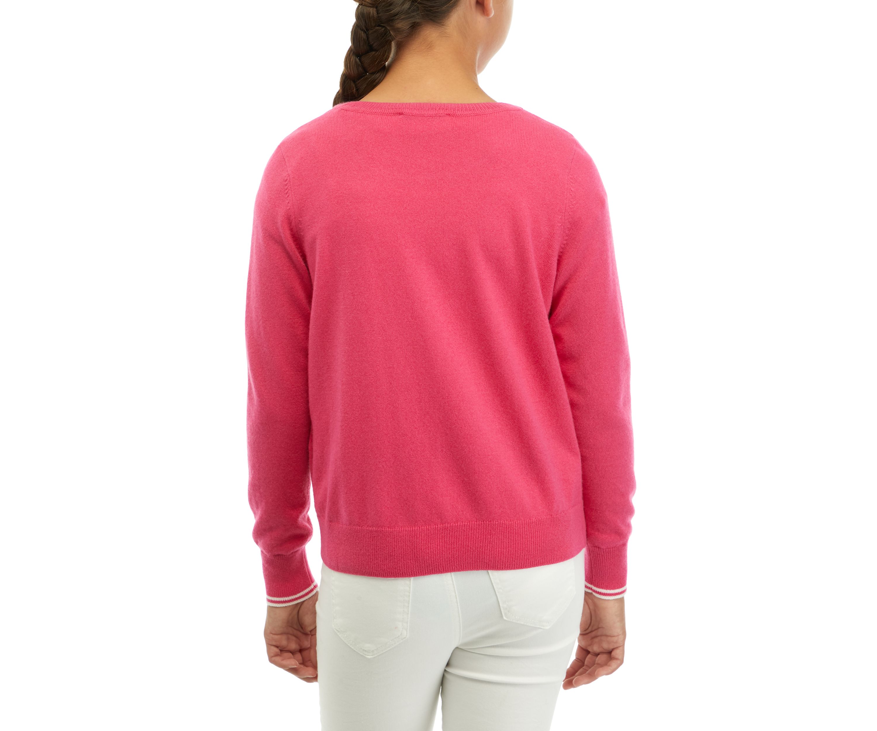 Girls 7-16 Whale Intarsia Crew Neck Sweater