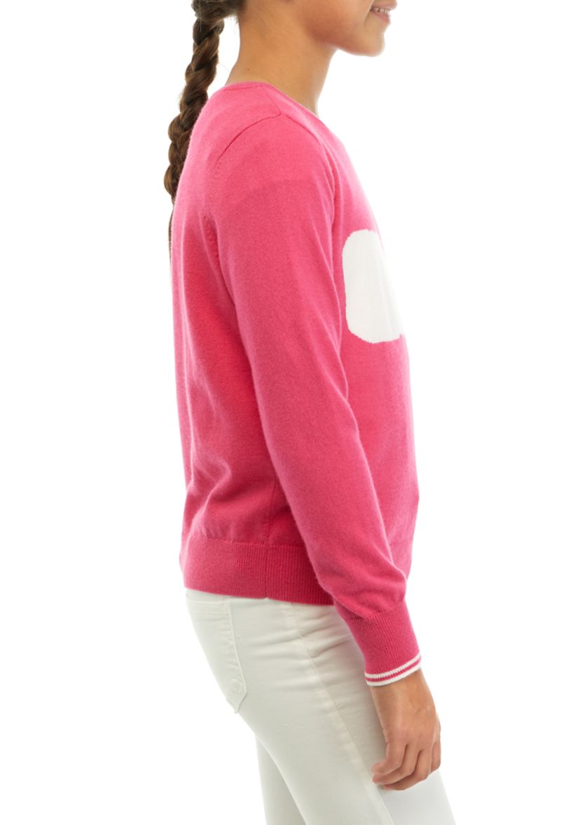 Girls 7-16 Whale Intarsia Crew Neck Sweater