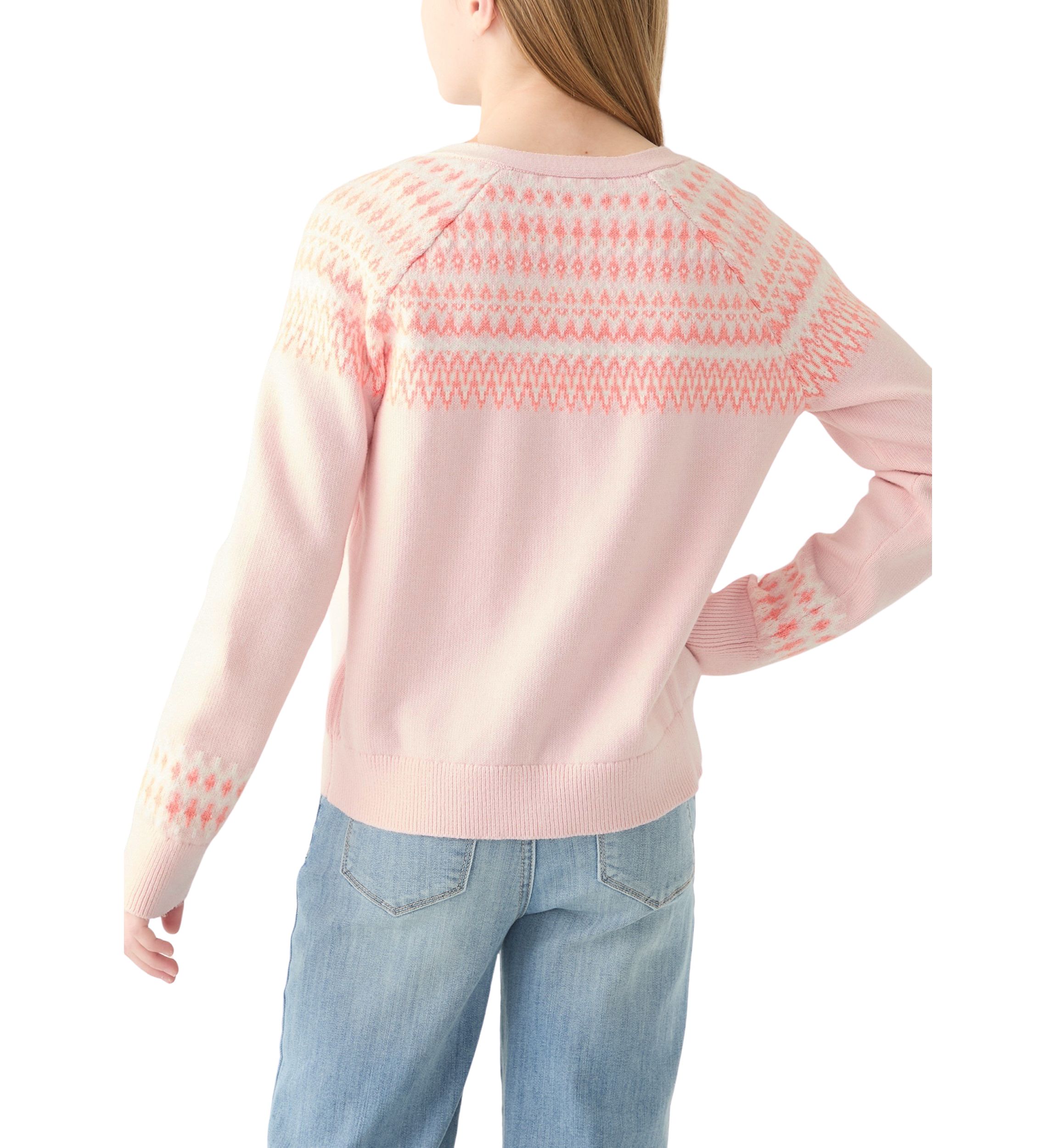 Girls 7-16 Fair Isle Printed Cardigan
