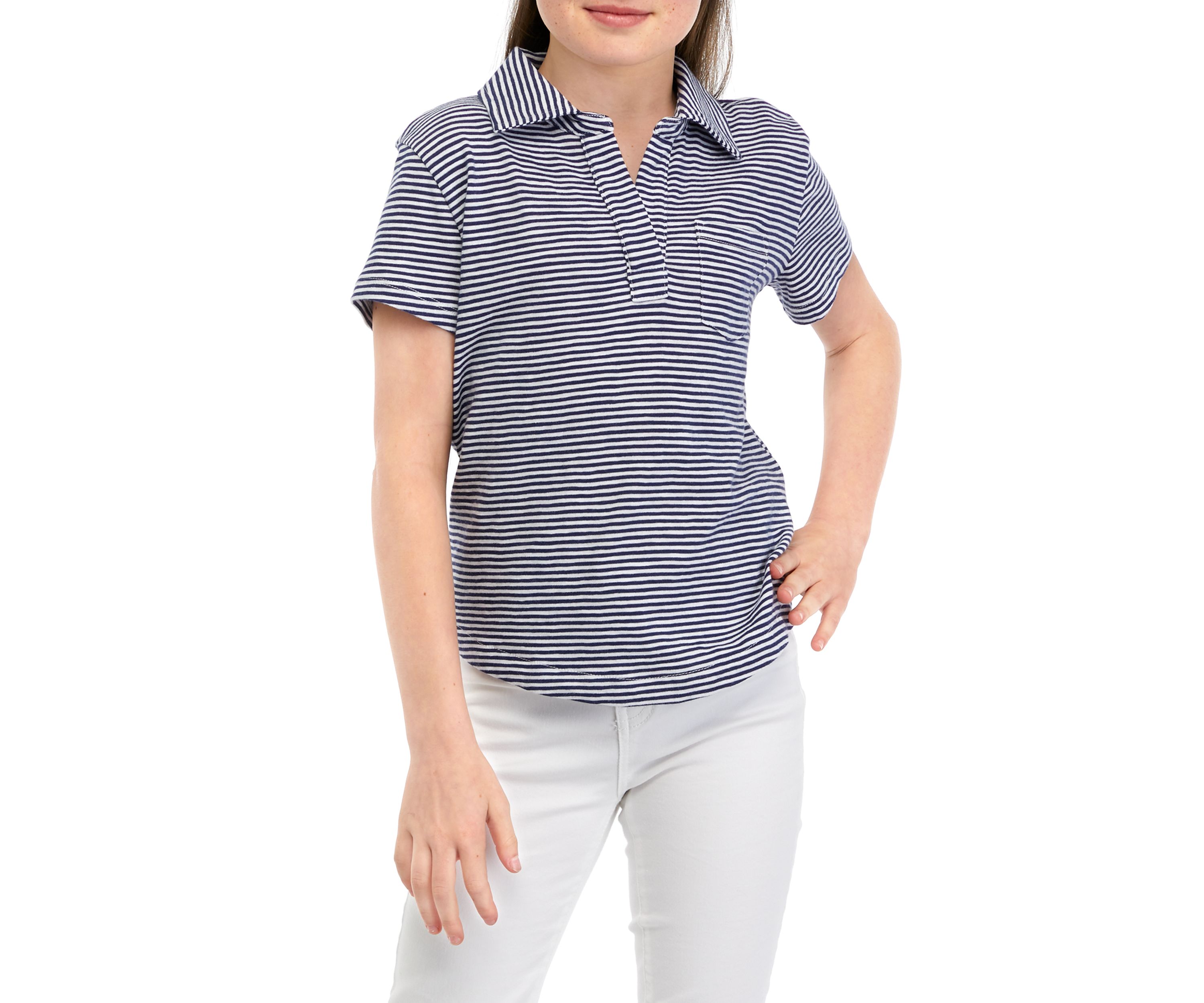Girls 7-16 Striped Surf Polo Shirt