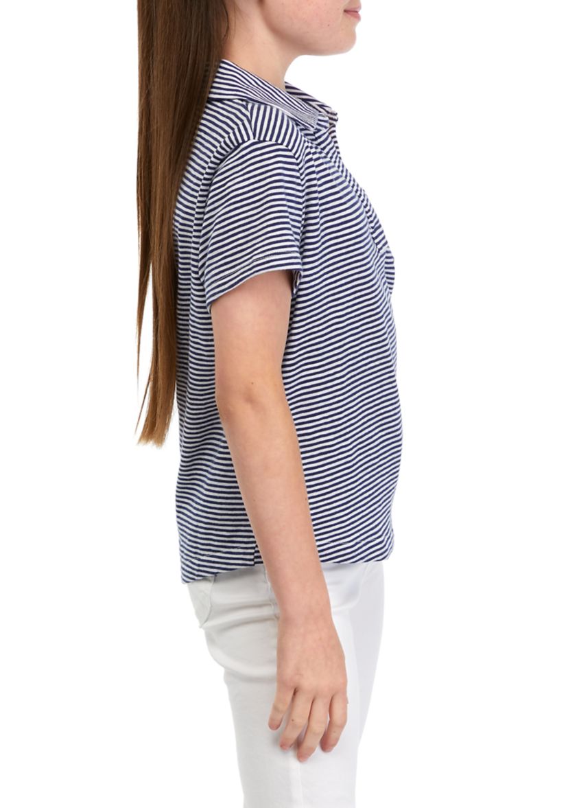 Girls 7-16 Striped Surf Polo Shirt