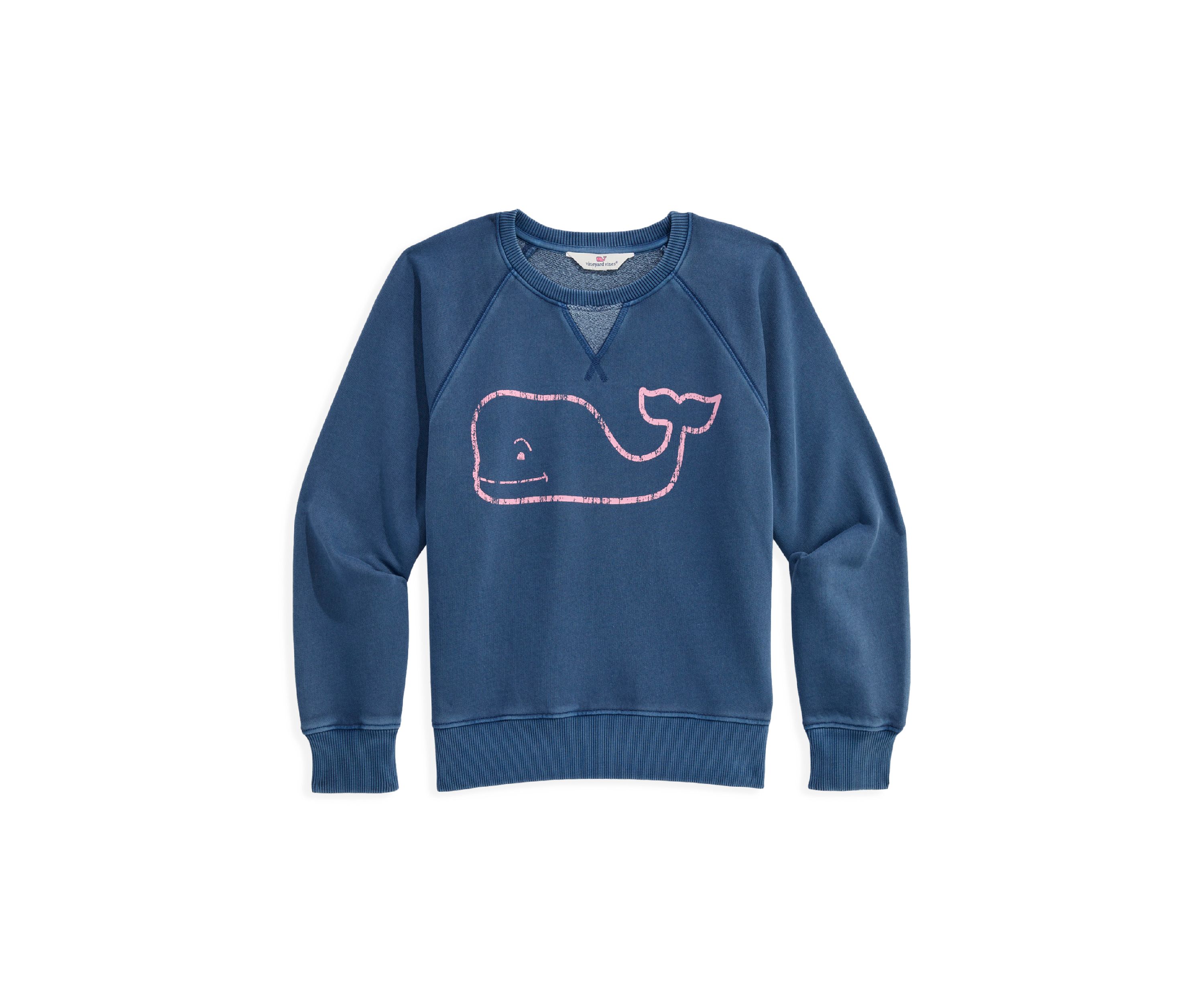 Girls 7-16 Raglan Whale Logo Graphic Crew Pullover