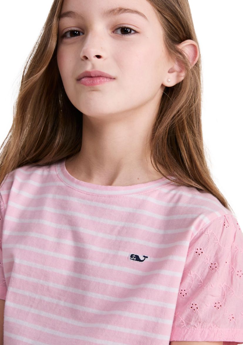 Girls 7-16 Eyelet Sleeve T-Shirt