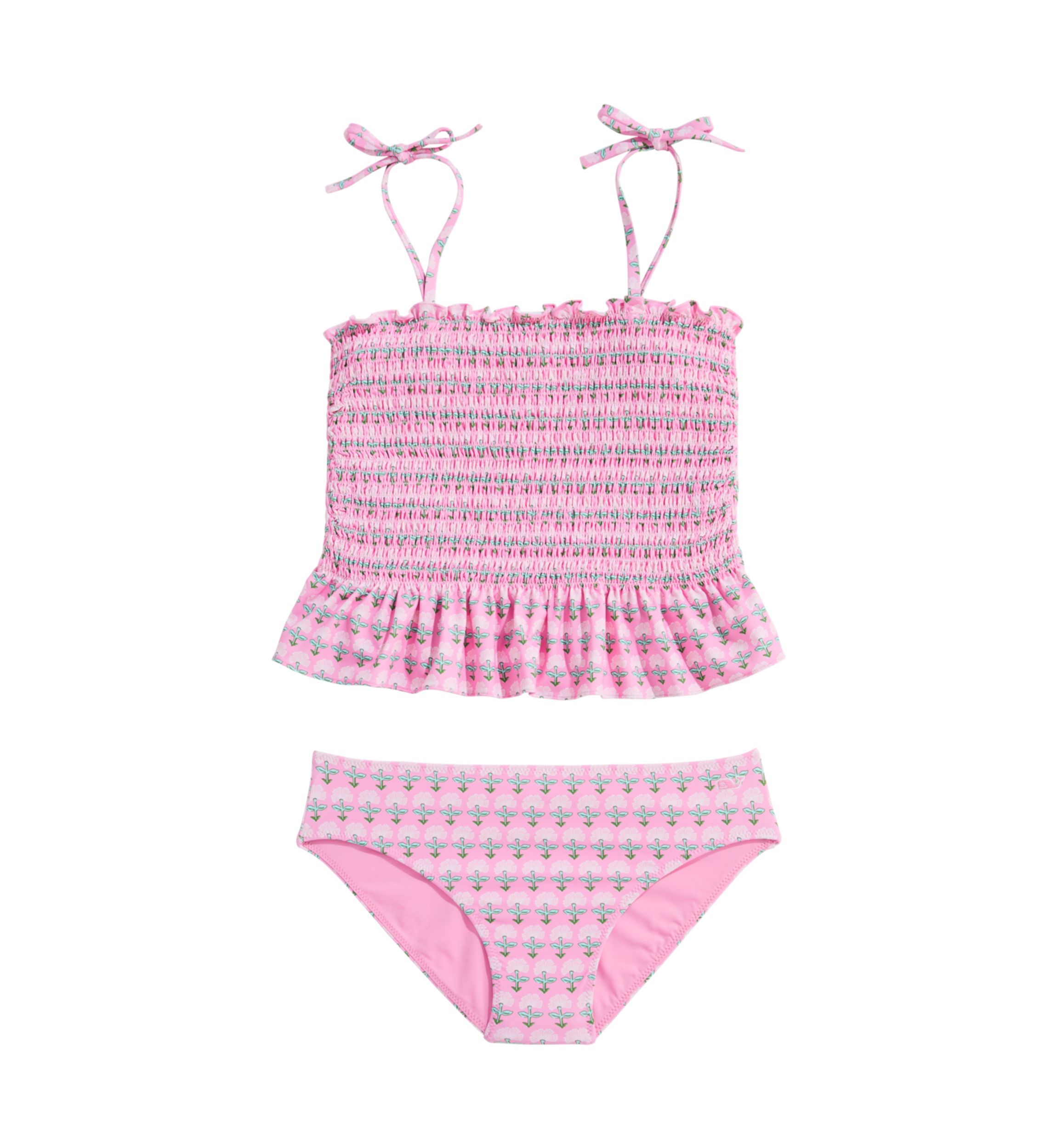 Girls 7-16 Smocked Tankini Swimsuit