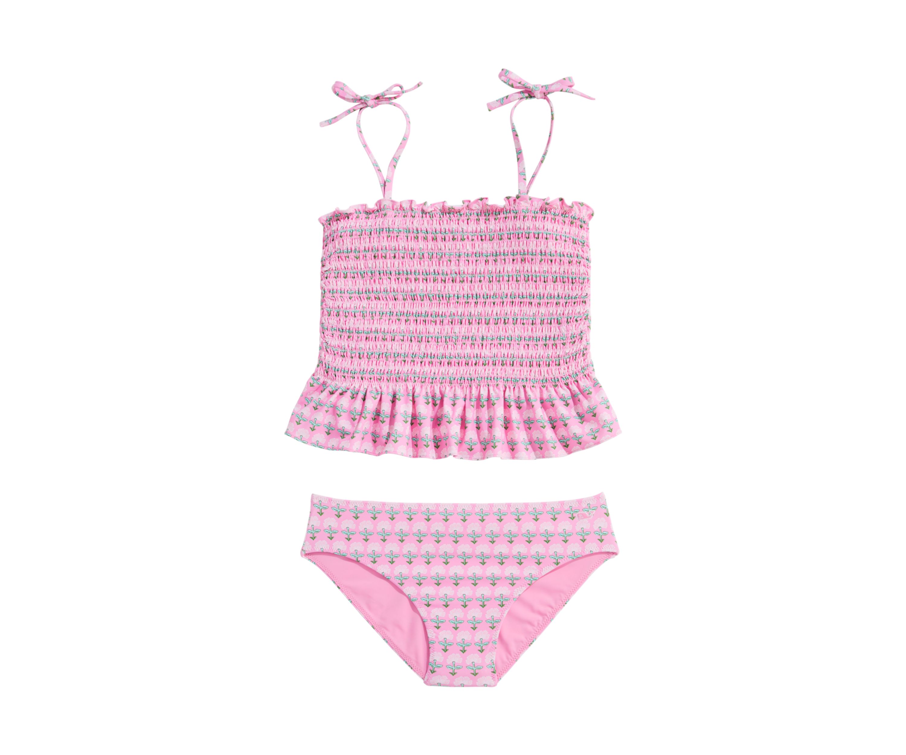 Girls 7-16 Smocked Tankini Swimsuit