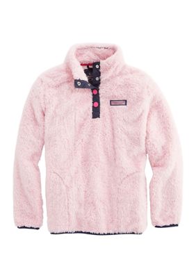 Girls 7-16 Fuzzy Snap Placket Pullover Sweater