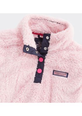 Girls 7-16 Fuzzy Snap Placket Pullover Sweater