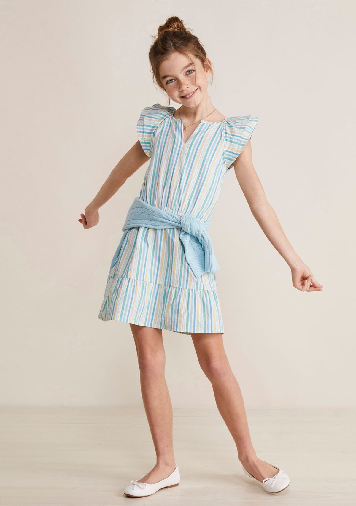 Girls 7-16 Flutter Sleeve Harbor Dress 