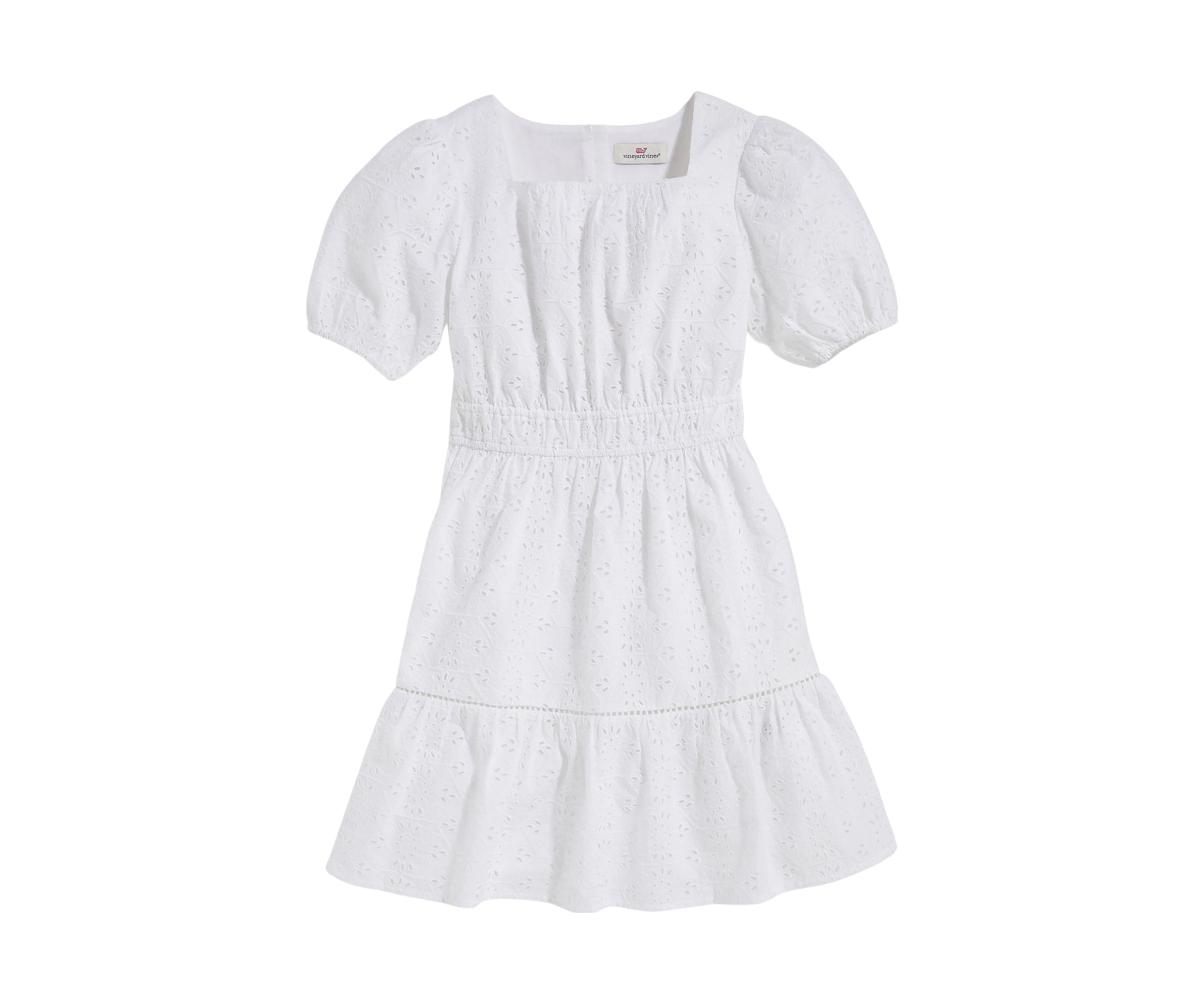 Girls 7-16 Eyelet Puff Sleeve Dress