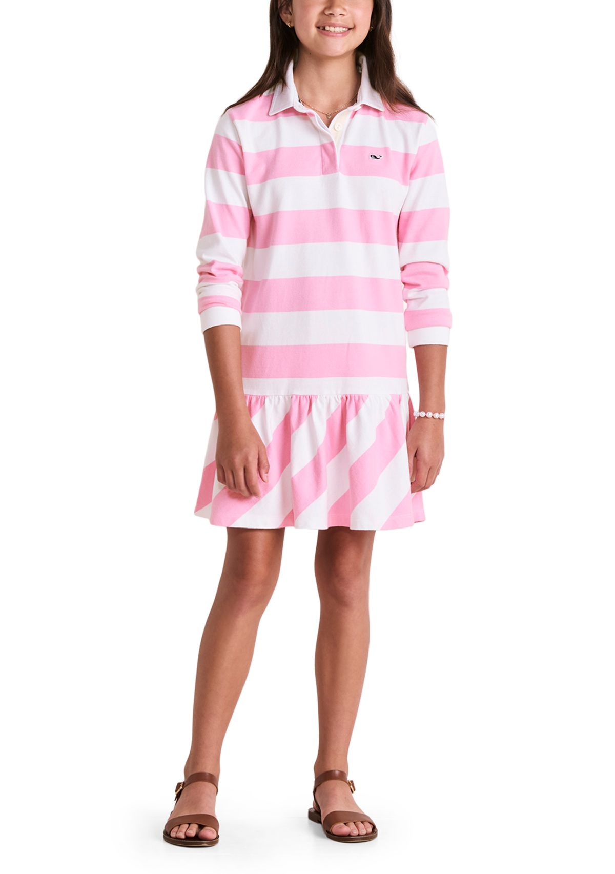 Girls 7-16 Collared Rugby Stripe Dress