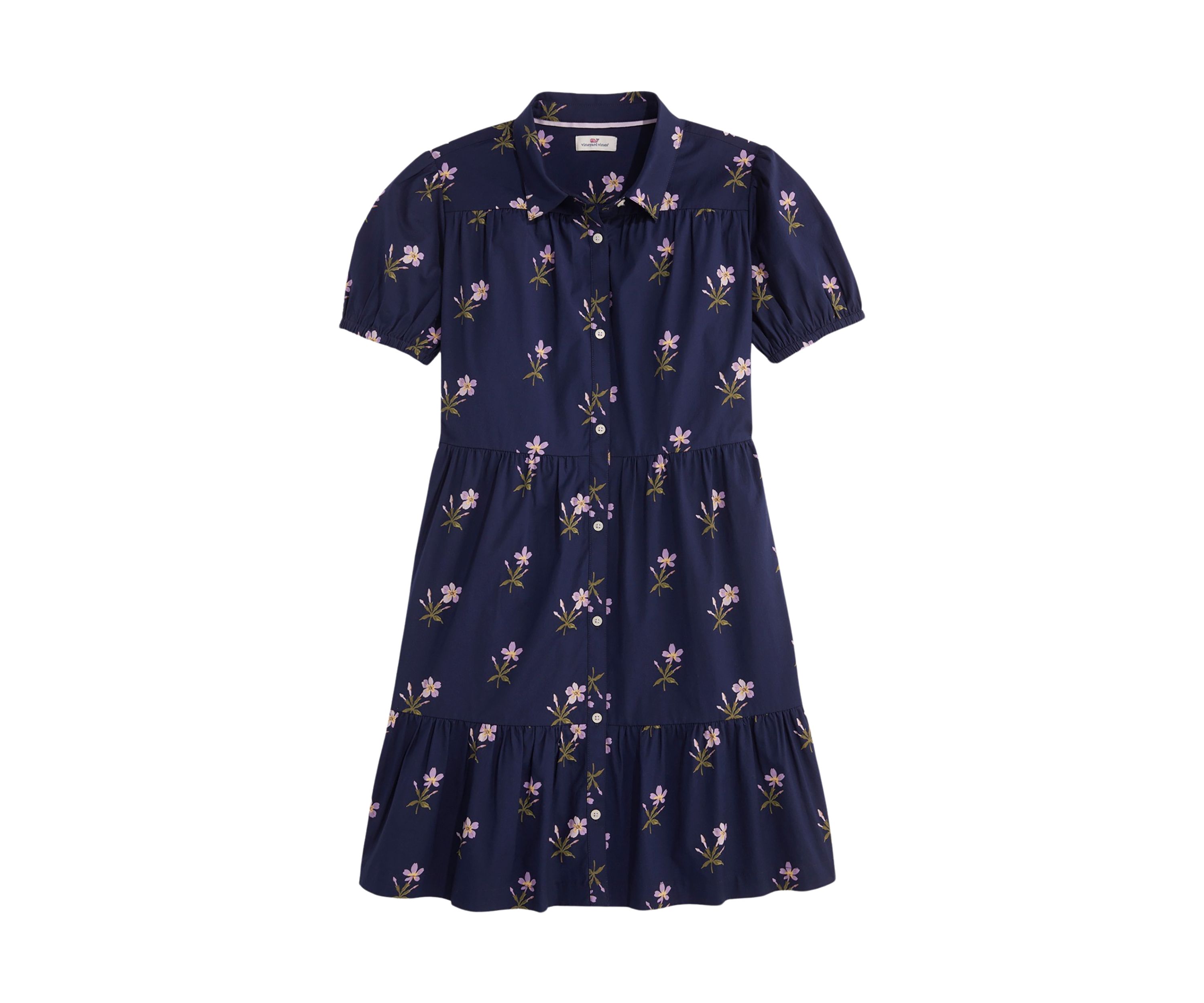 Girls 7-16 Tiered Poplin Shirtdress