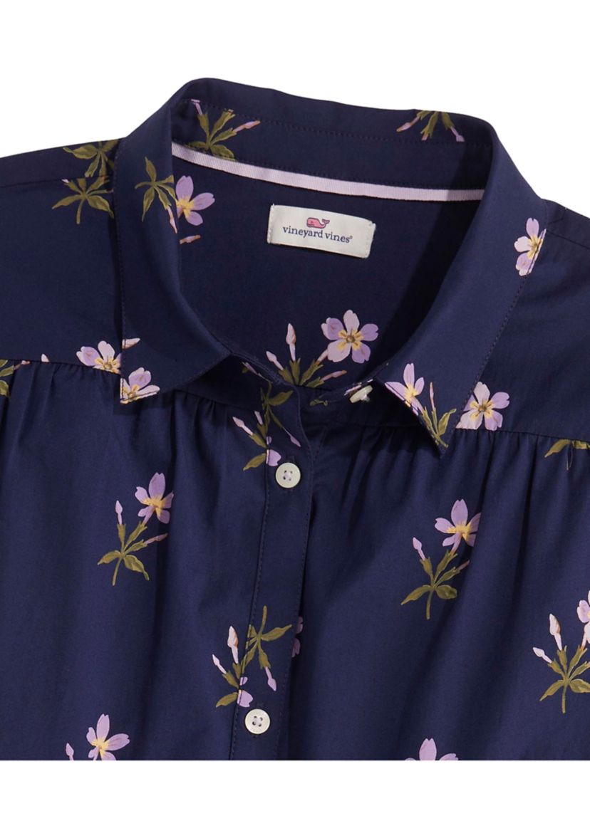Girls 7-16 Tiered Poplin Shirtdress