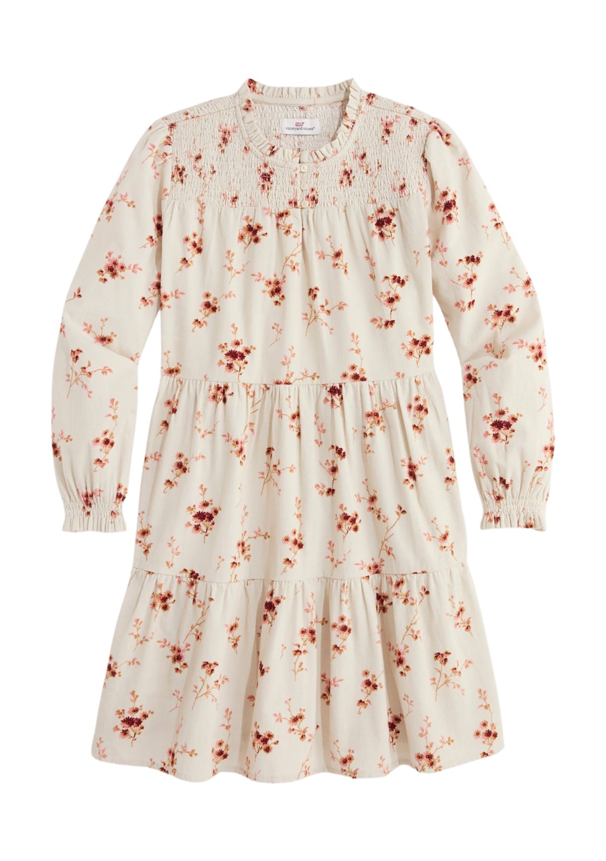 Girls 7-16 Tiered Printed Corduroy Dress