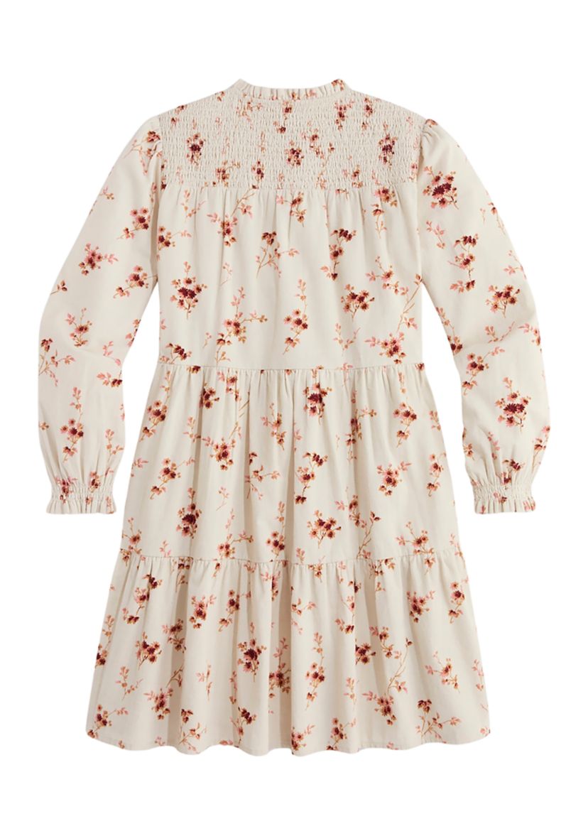 Girls 7-16 Tiered Printed Corduroy Dress