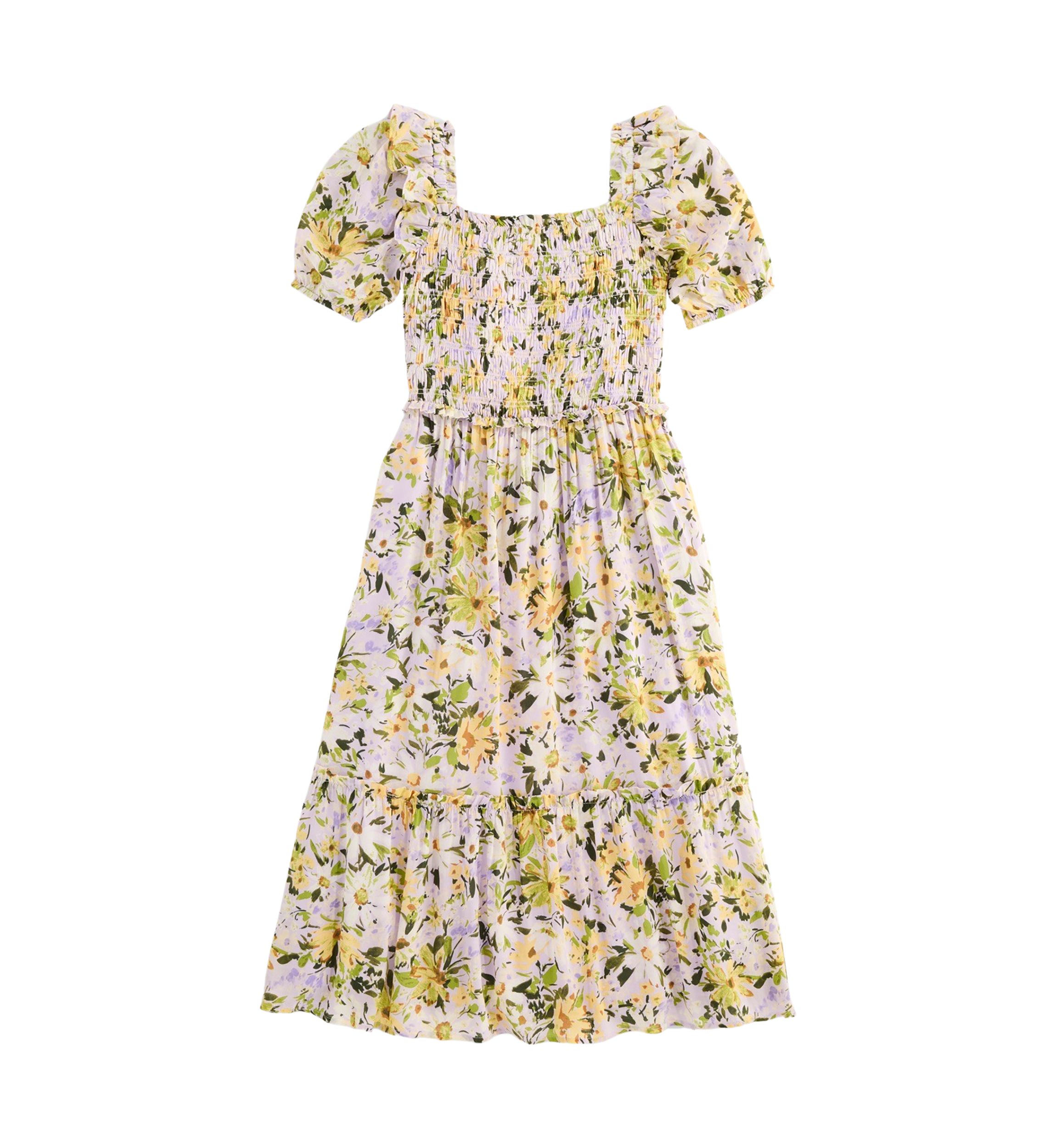 Girls 7-16 Smocked Printed Dress