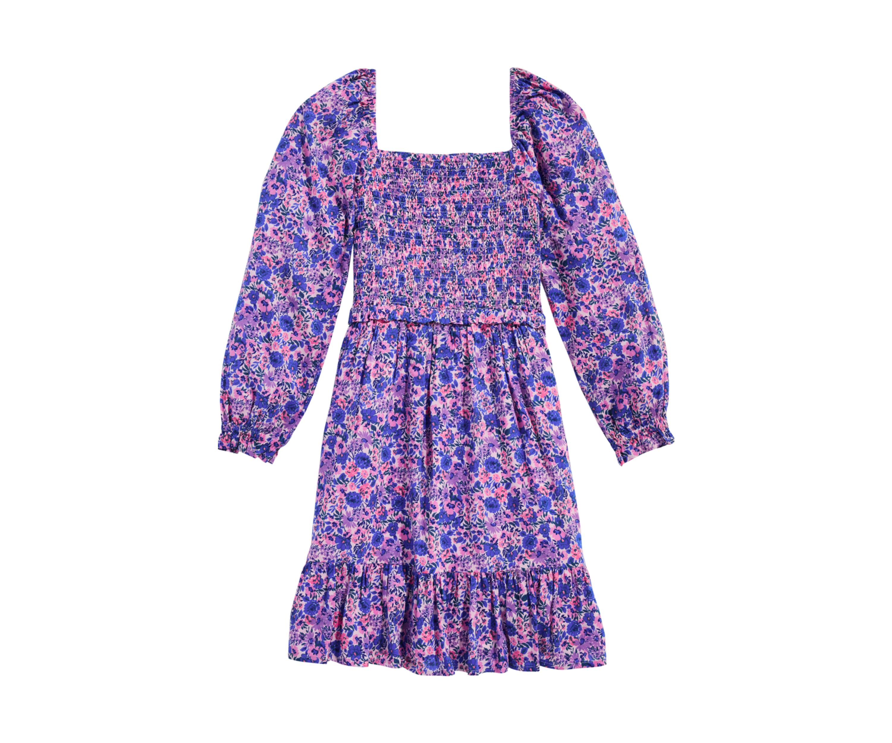 Girls 7-16 Smocked Printed Dress