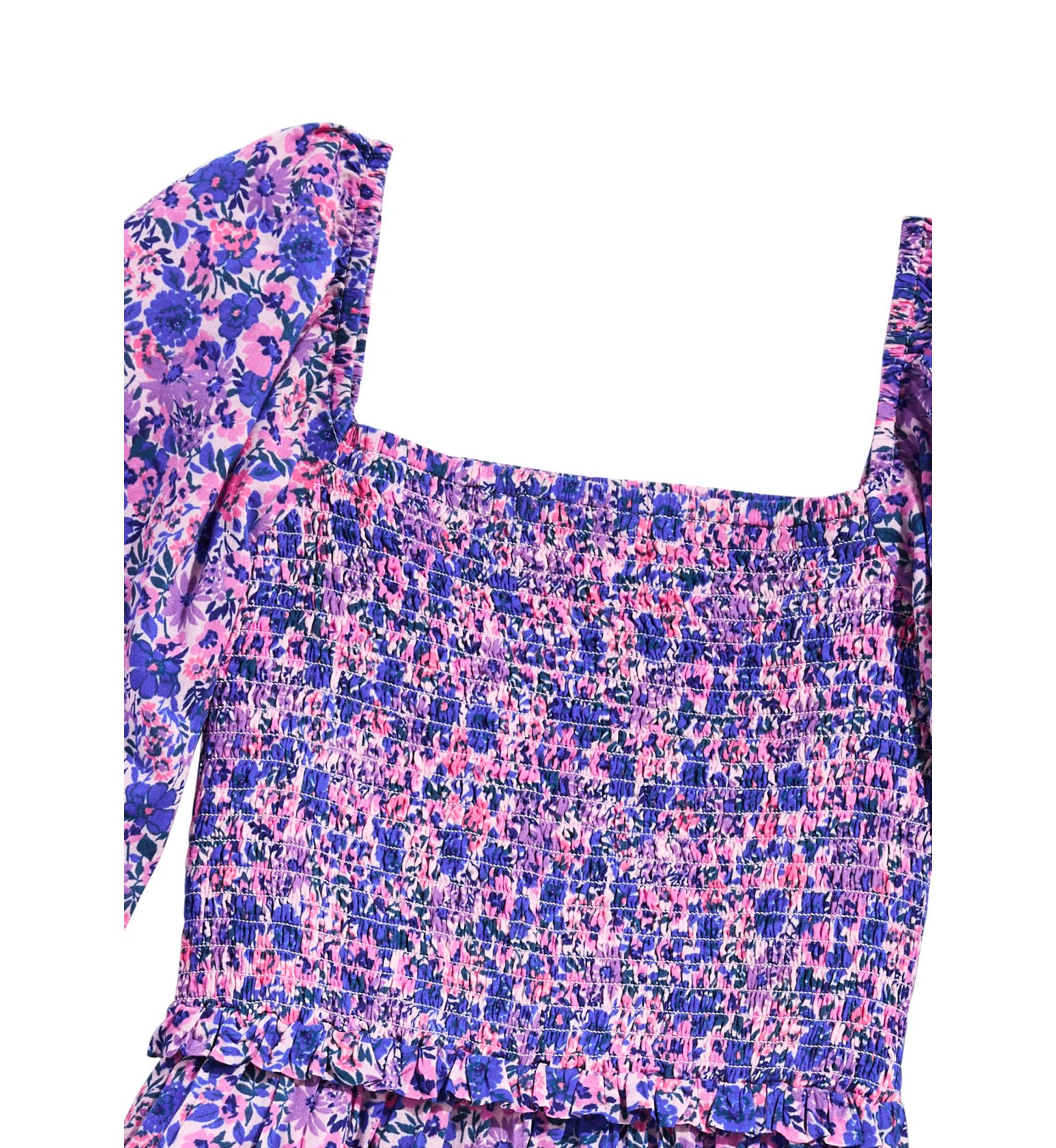 Girls 7-16 Smocked Printed Dress