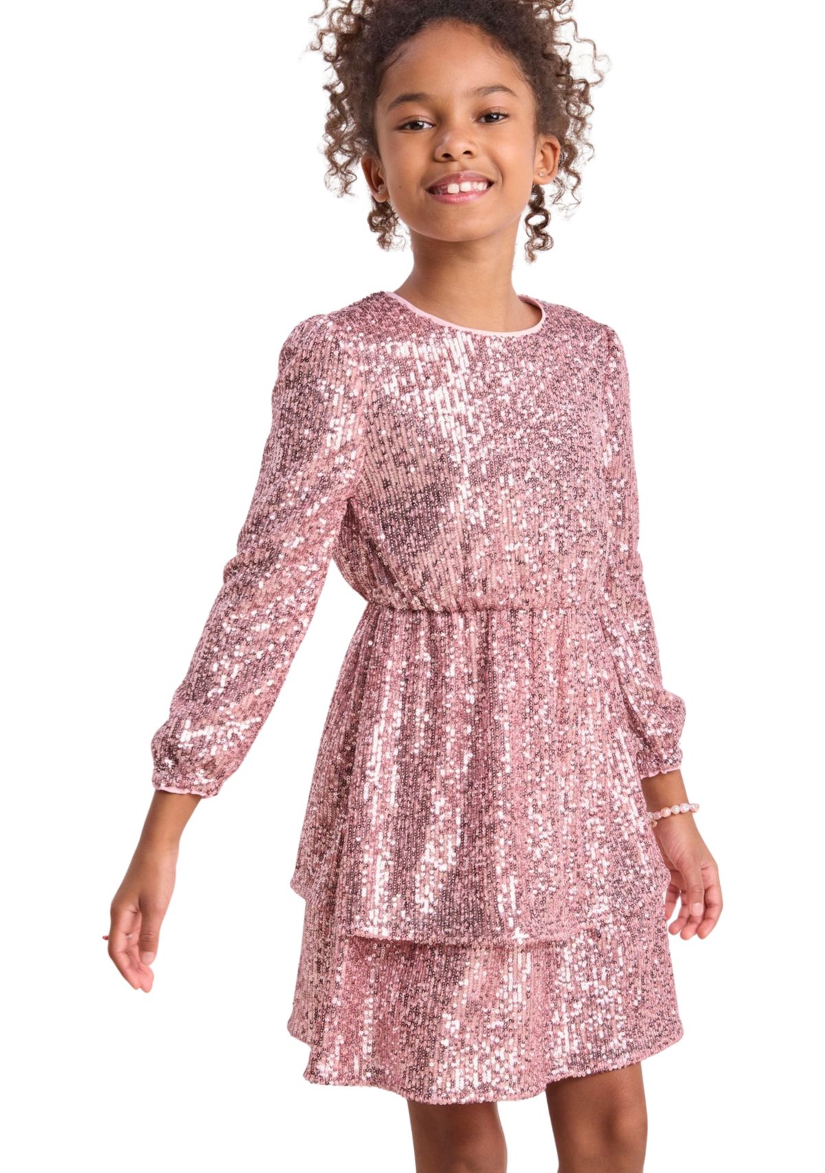 Girls 7-16 Tiered Sequin Dress