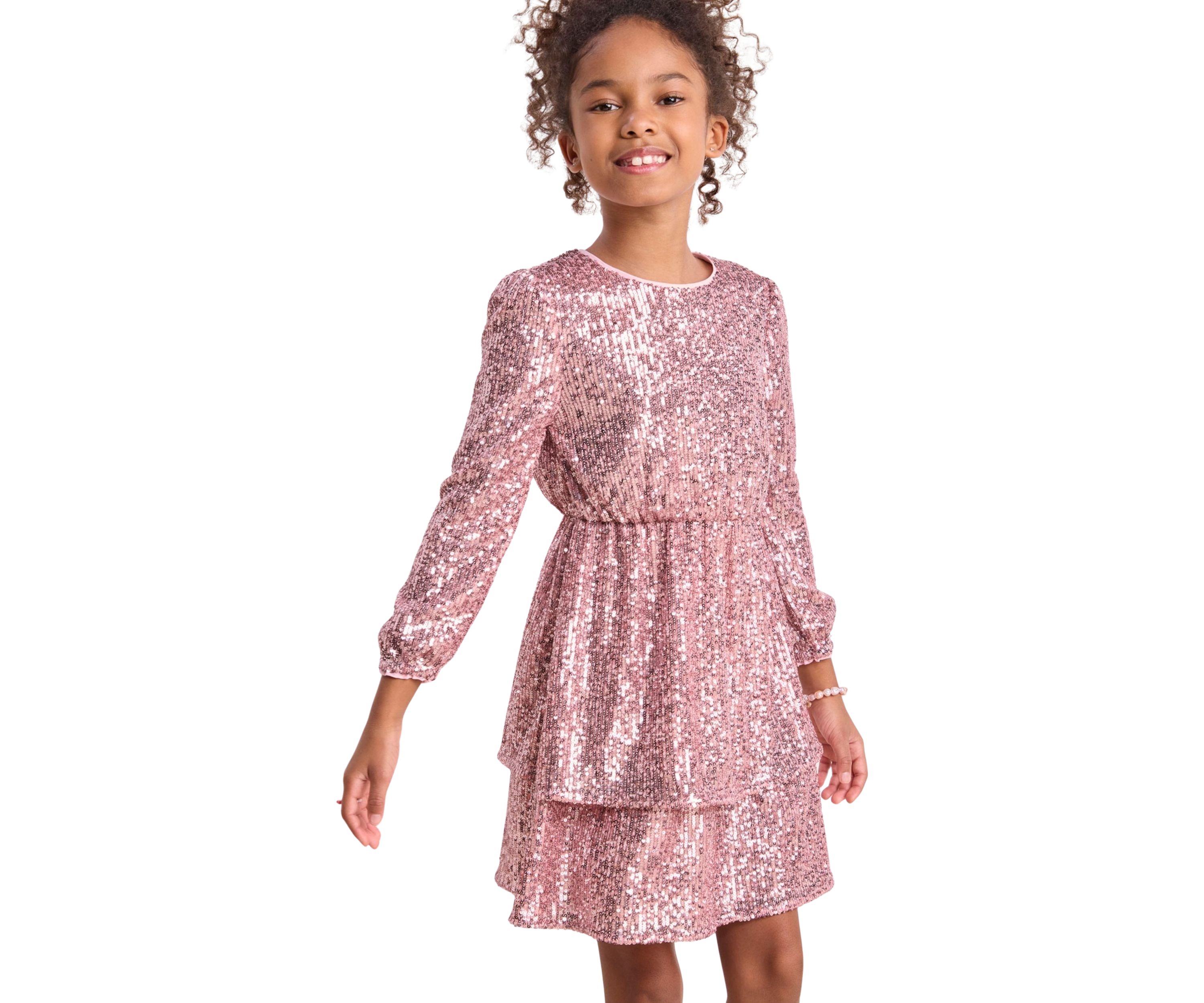 Girls 7-16 Tiered Sequin Dress