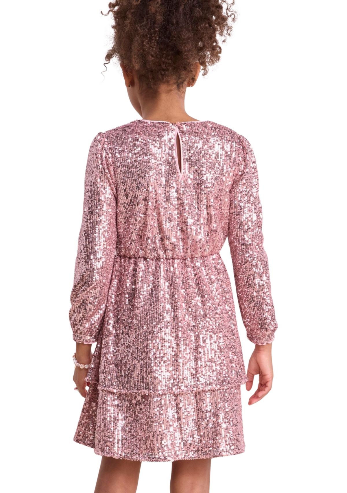 Girls 7-16 Tiered Sequin Dress