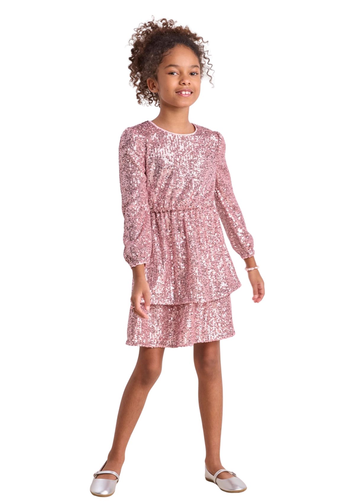 Girls 7-16 Tiered Sequin Dress